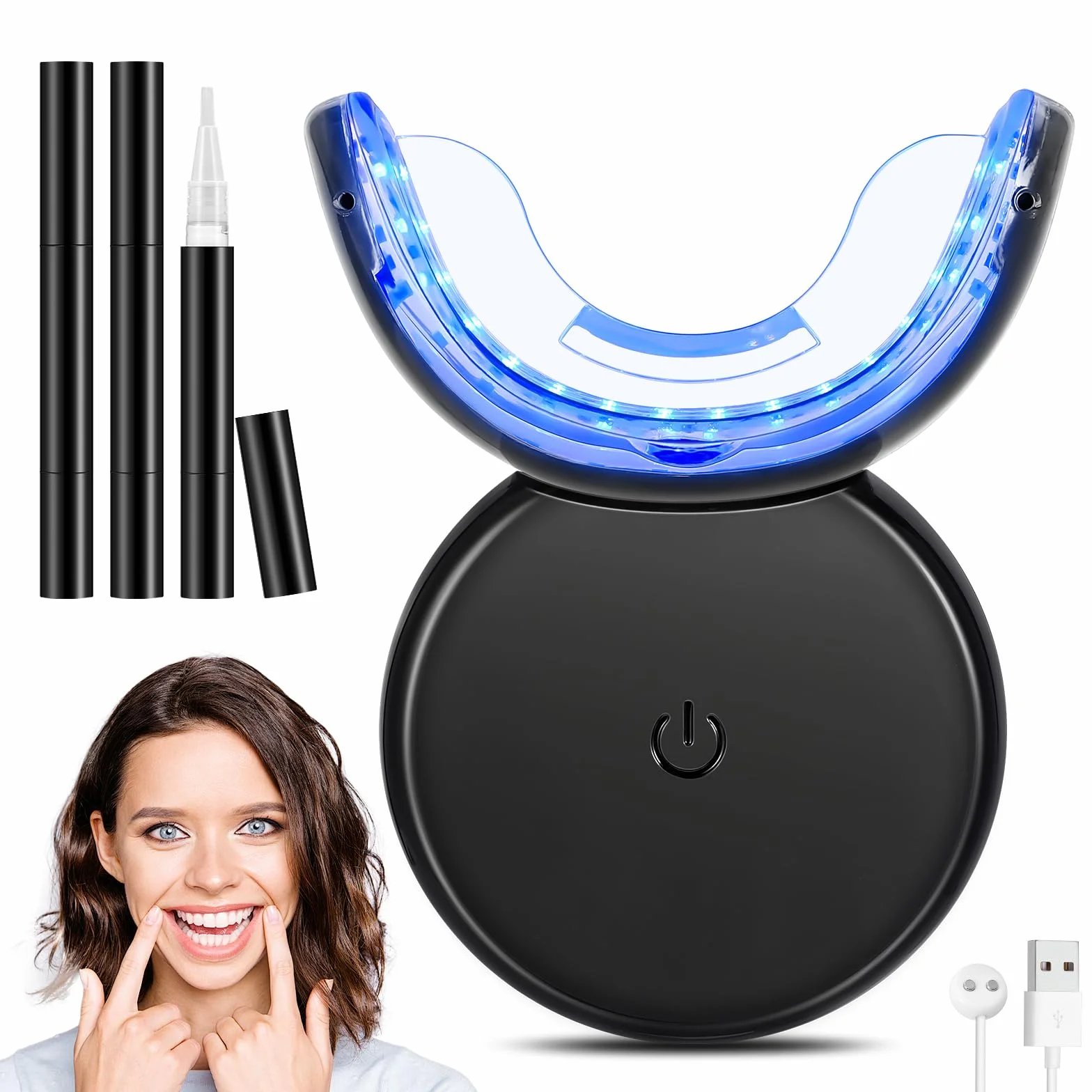 Kit de Blanqueamiento Dental, Blanqueador Dental Profesional con 32X Blanqueador Dental Luz LED y 3* Lapiz Blanqueador de Dientes, para Limpieza y Eliminacion de Sarro