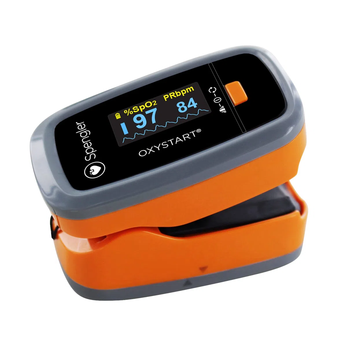 Oxystart, Oxystart, Oxímetro de pulso profesional portátil, medición de oxigenación, fácil de usar, fiable y preciso, compacto y ligero (naranja)