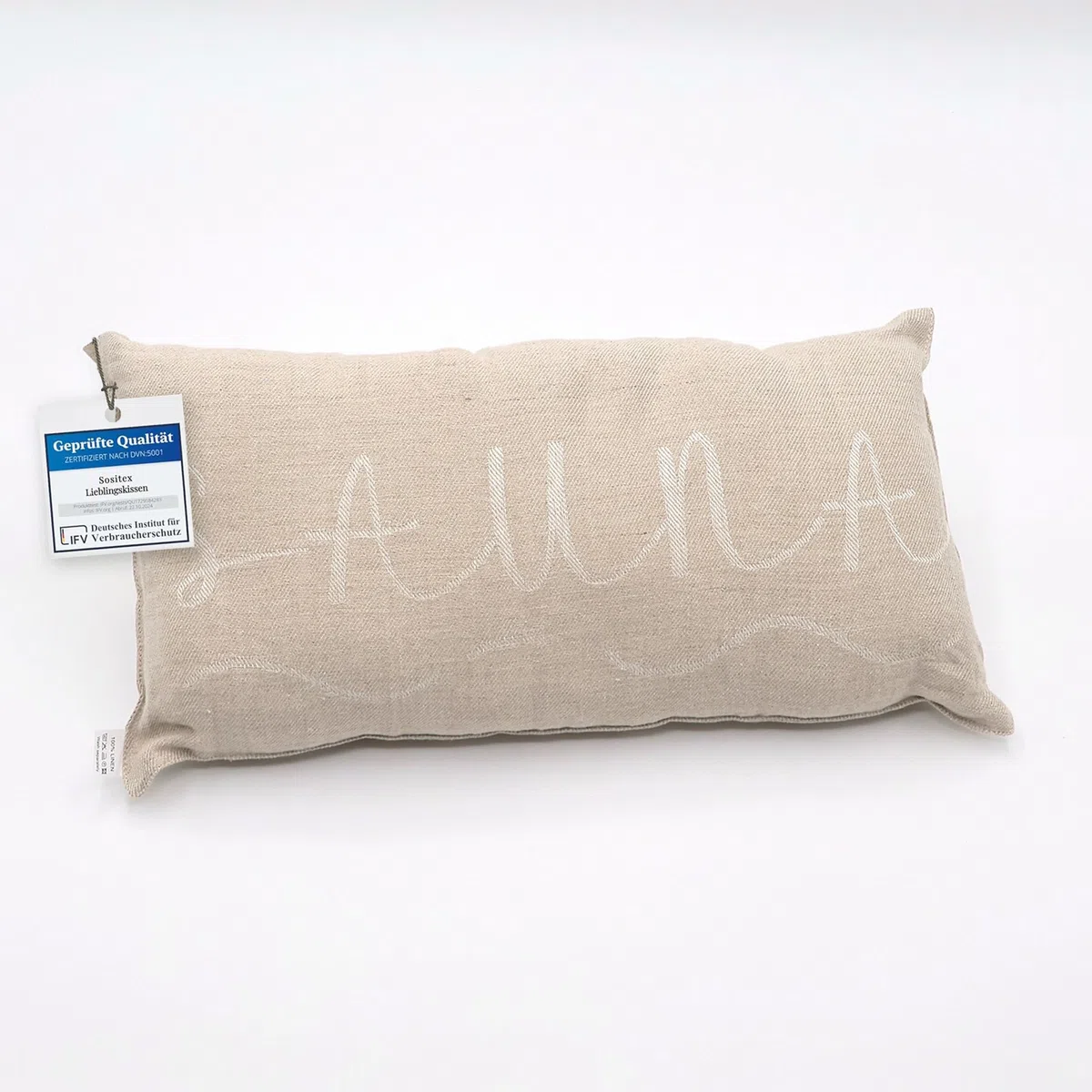 1 cojín premium para sauna y viaje | Diseño: BANGA | Dimensiones: 45 x 22 cm, 100% lino hamaca, playa o picnic (natural/blanco)