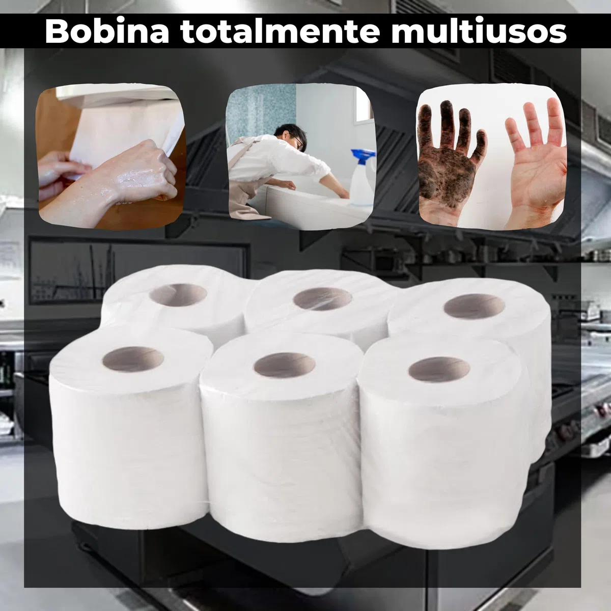 ACESA - Bobina Papel Precortado Doble Capa 6 unidades de 800gr - Rollos de Papel Industrial de Pasta Virgen 100% - Papel Industrial de Pasta Virgen - 6 Bobinas de Papel Industrial de celulosa Blanco