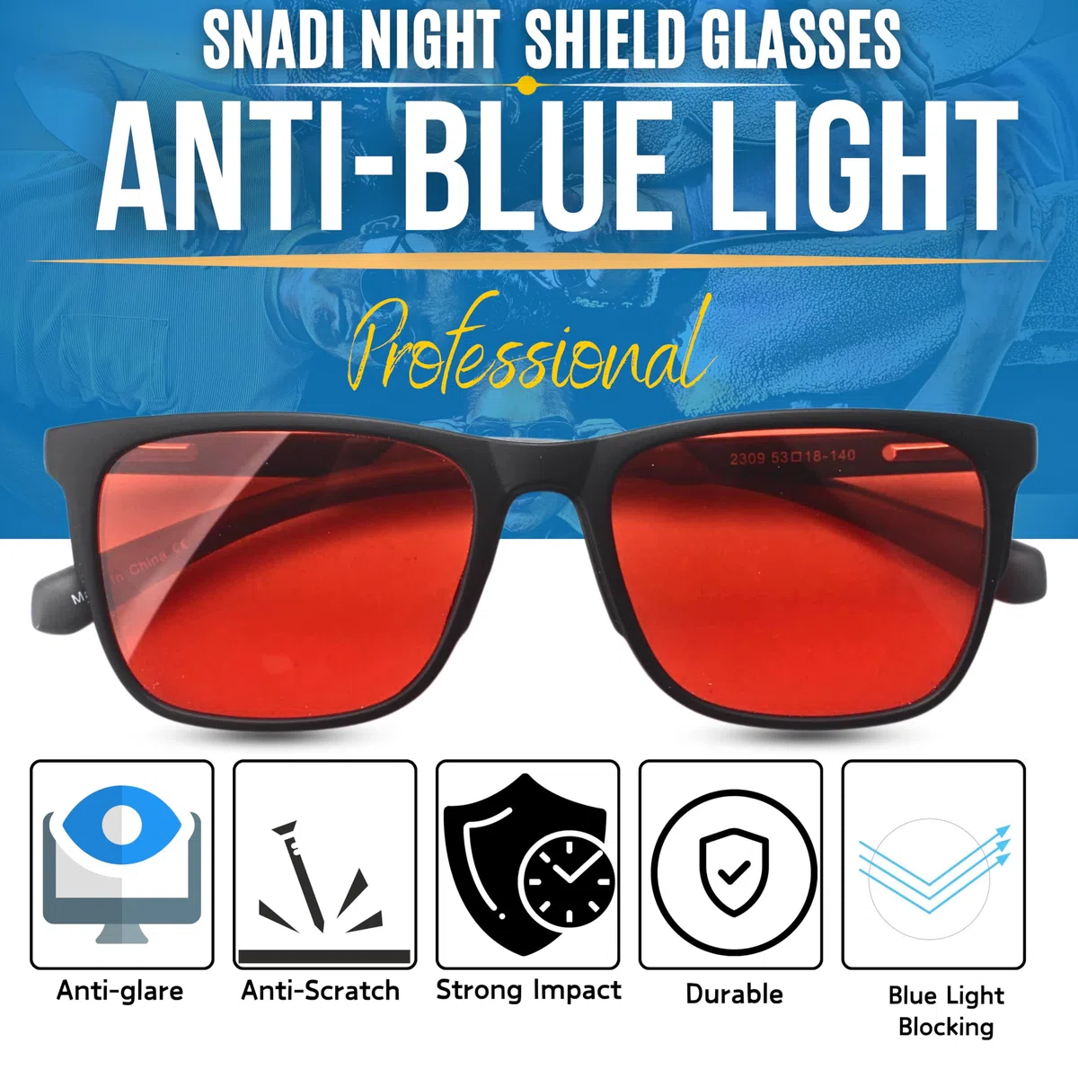 SHIELD | Gafas Bloqueadoras de Luz Azul | para Pantallas Televisión Ordenador Juegos | Mejoran el Sueño | Produce Melatonina Naturalmente | Unisex