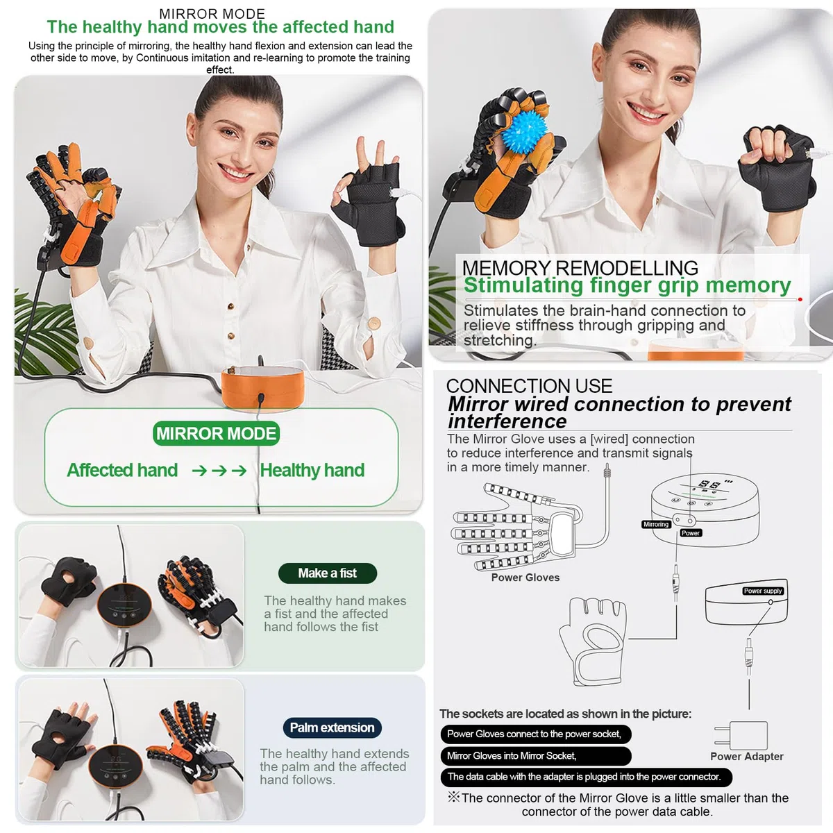 Guantes Robót de Rehabilitacion Mano, Aparato de Rehab de Manos para HemipléJicos Artrosis, Guantes de Tratamiento de Rehabilitación(A:Mano Izquierda B:Mano Derecha)(Size:A S,Color:Naranja)