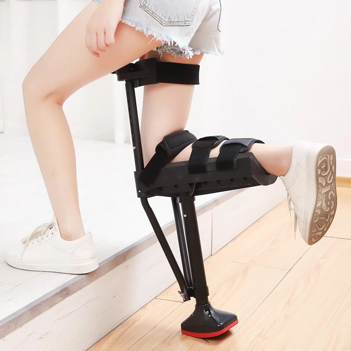 Muleta de rodilla ajustable - Soportes médicos para rodillas sin manos, movilidad sin dolor asistida - Diseño anti-acné para una mayor movilidad.