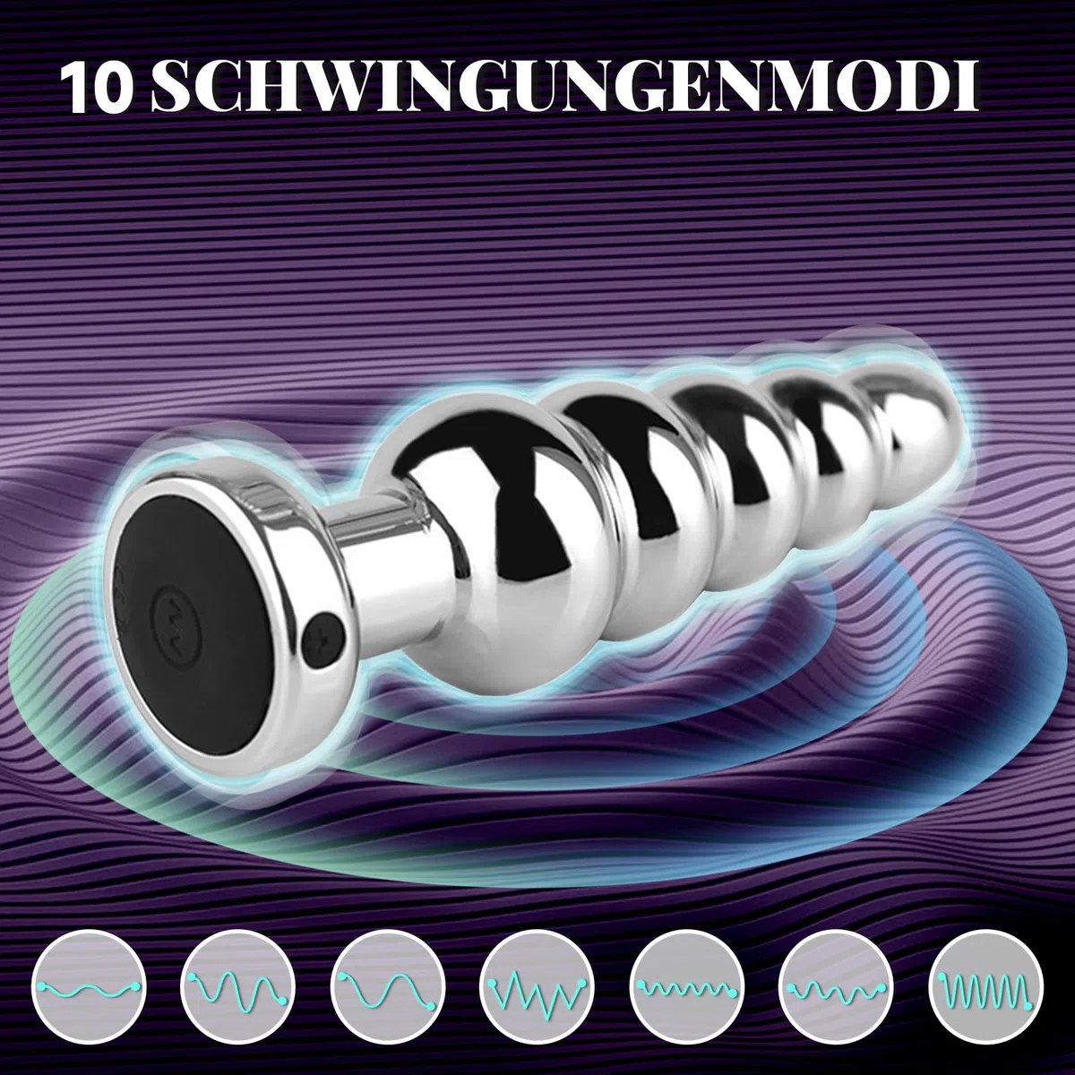 AMAZBEE Plugs Anales Vibradores Para Hombres 10 Modos de Vibración Juguetes Sexuales para Mujeres Masajeador de Próstata Vibrador metal Cadena Anal Consolador (5 Beads)