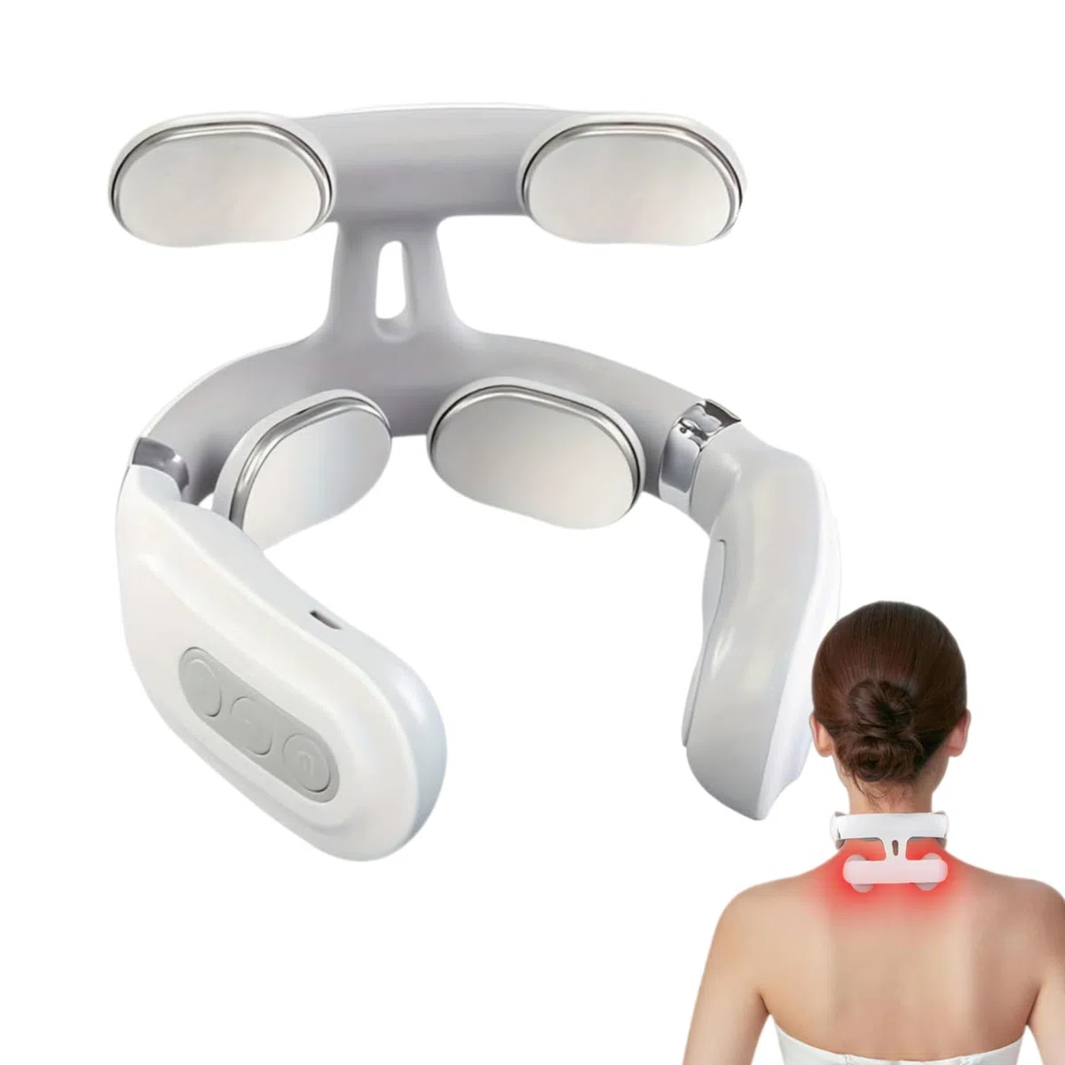 Vertaline Cervirest, 4-Head Neck Massager Design, Relieves Neck Pain, Smart and Portable (Blanco‌-1PCS)
