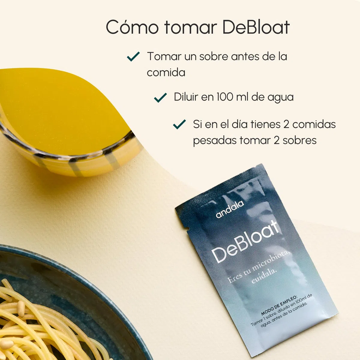 DeBloat - Digezyme Enzimas Digestivas con Probioticos Synbio Alivian Gases e Hinchazon Adultos y Mejoran la Digestion - Curcuma, Manzanilla, Menta e Hinojo - 30 Sobres
