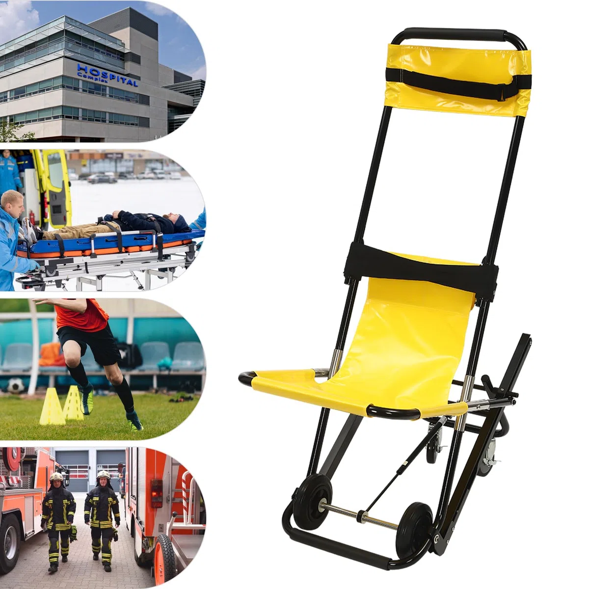 Silla de escalera de elevación manual soporta 350.53 libras, silla de escalera de elevación manual, silla plegable portátil para la transferencia diaria, silla de evacuación plegable para apoyar a los