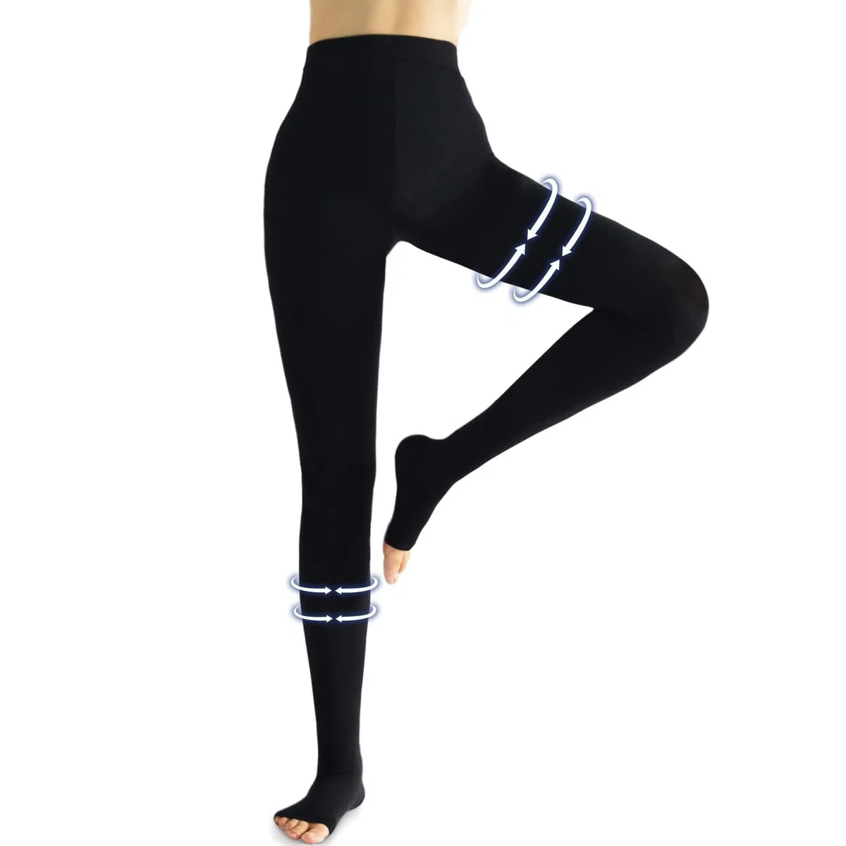 beister - Mallas de compresión para Mujer y Hombre, con Puntas Abiertas largas, 20-30 mmHg Medias de Contención Clase 2 Médica Apoyo Gradual Calcetín de Contención,Pantalones Ajustados para Las Venas