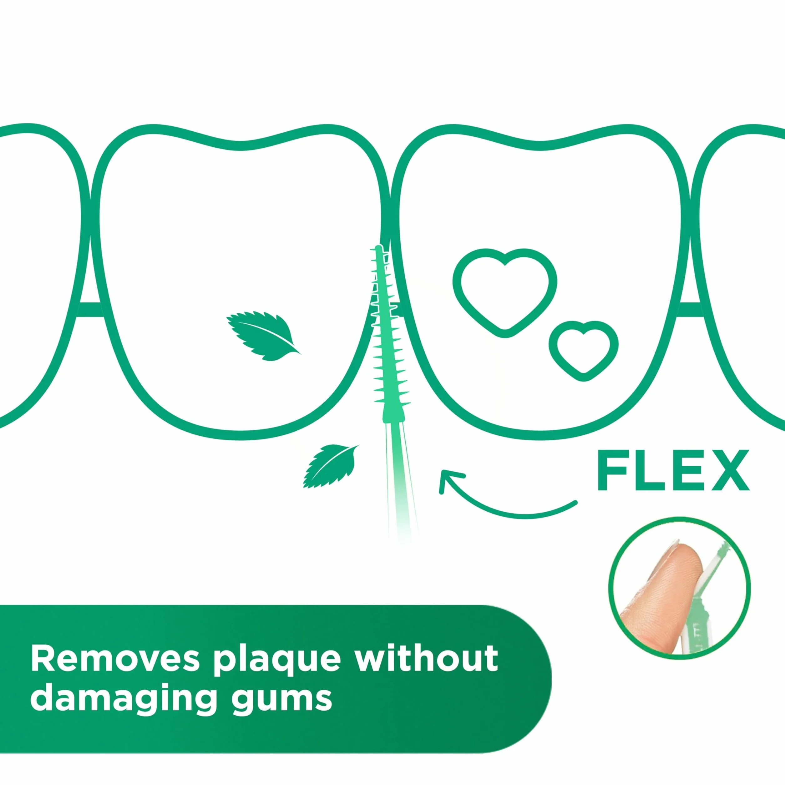 GUM SOFT-PICKS COMFORT FLEX Mint Palillos Interdentales de Goma Sabor Menta/Eliminan eficazmente la placa/Sabor a menta fresca/Tamaño mediano / 6 paquetes de 40 unidades