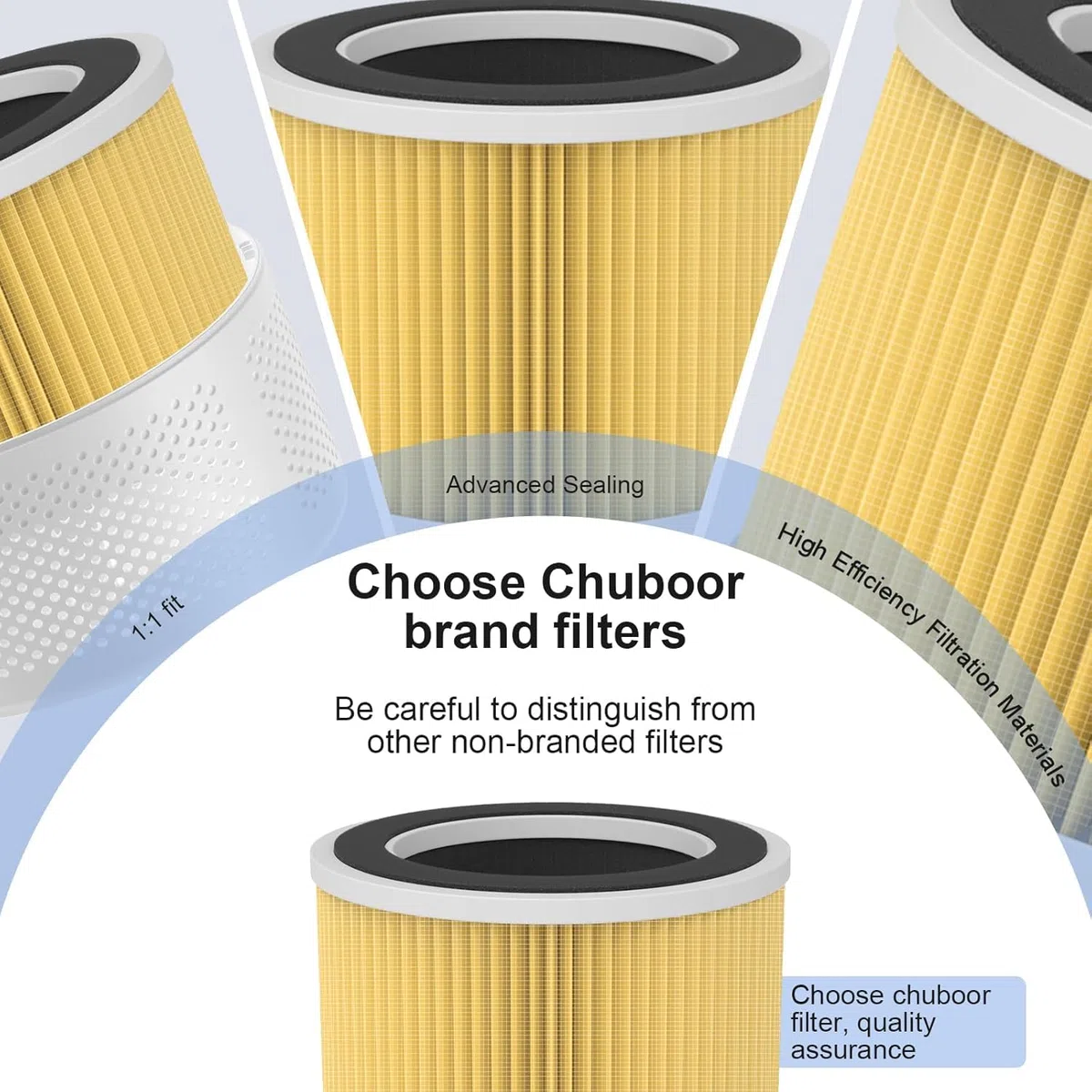 HEPA - Filtro de aire HEPA para purificador de aire Chuboor para alérgicos PJ01 y PJ08, filtro de aire HEPA contra moho, polvo y pelo de animales