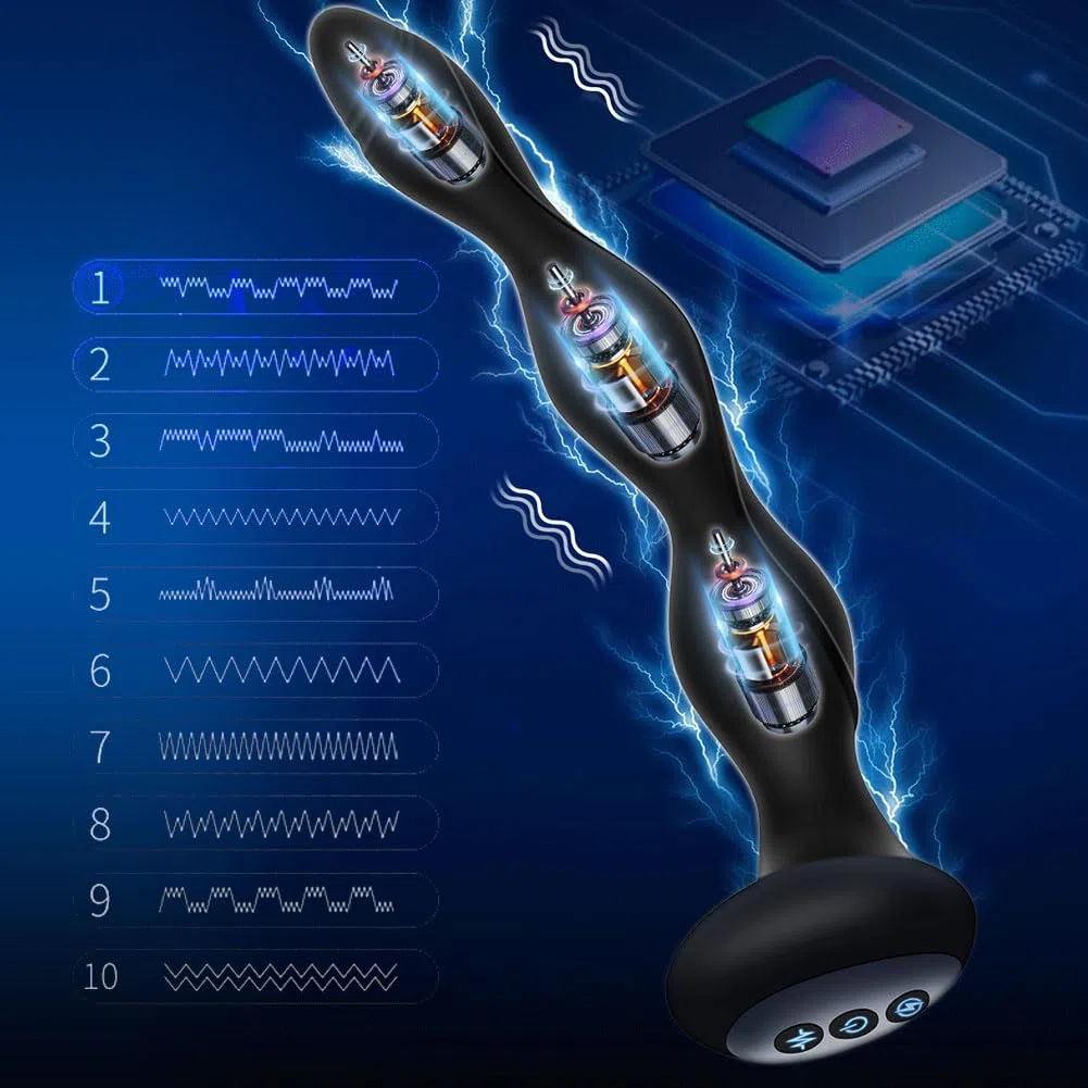 SXOVO Vibrador, Bolas Anales con Descarga Eléctrica y Función de Calentamiento, Vibrador Anal con 10 Modos de Vibración y 5 Intensidades de Descarga Eléctrica, Juguetes Sexuales para Hombre Mujer