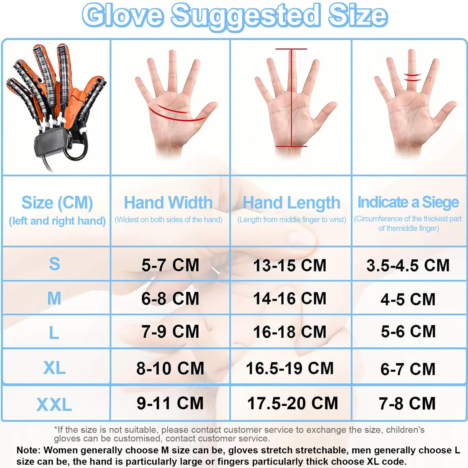 Guantes Robót de Rehabilitacion Mano, Aparato de Rehab de Manos para HemipléJicos Artrosis, Guantes de Tratamiento de Rehabilitación(A:Mano Izquierda B:Mano Derecha)(Size:A S,Color:Naranja)