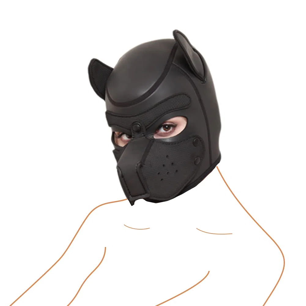 Roluck Máscara de Perro SM Bondage Esclavo Negro Cachorro Capucha Máscara Juguete Sexual Para Pareja Sexo Juego Cosplay
