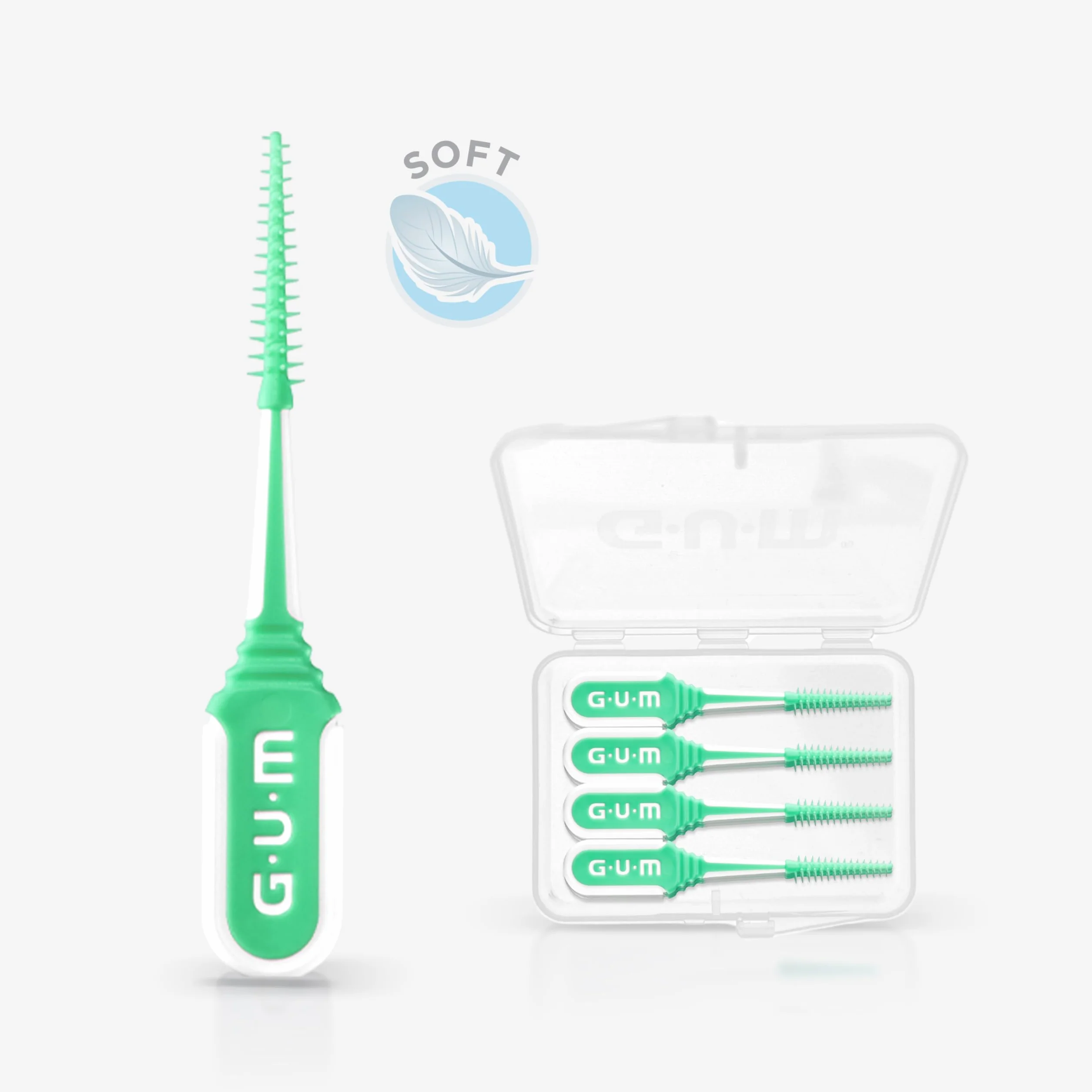 GUM SOFT-PICKS COMFORT FLEX Mint Palillos Interdentales de Goma Sabor Menta/Eliminan eficazmente la placa/Sabor a menta fresca/Tamaño mediano / 6 paquetes de 40 unidades