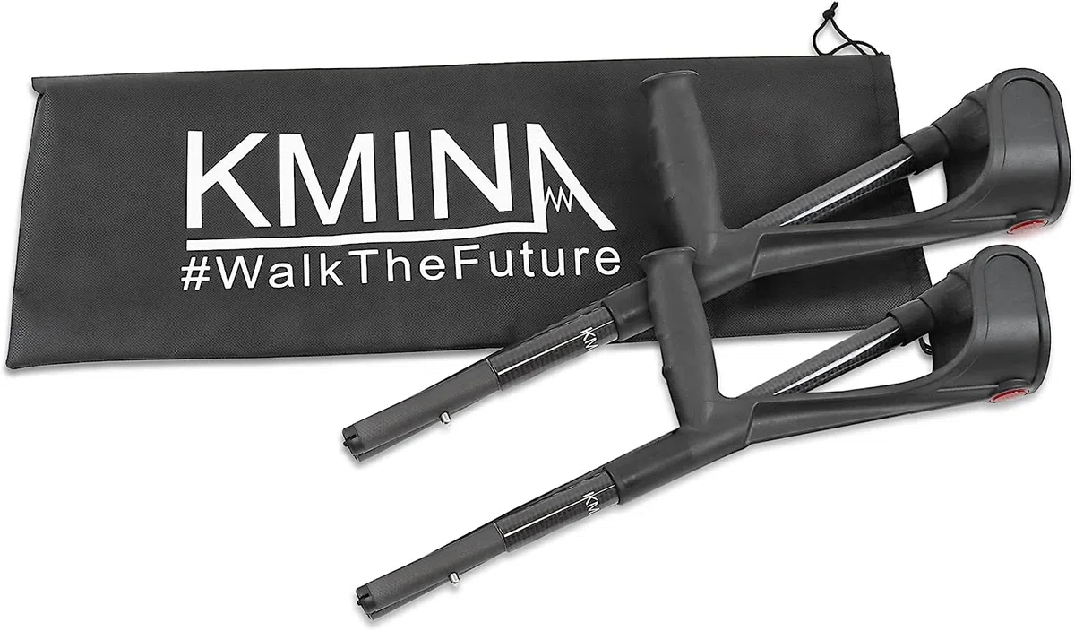 KMINA Muletas Adulto Plegables Fibra de Carbono (x2 uds), Altura Regulable, Mujer y Hombre - Fabricado en España - KMINA PRO