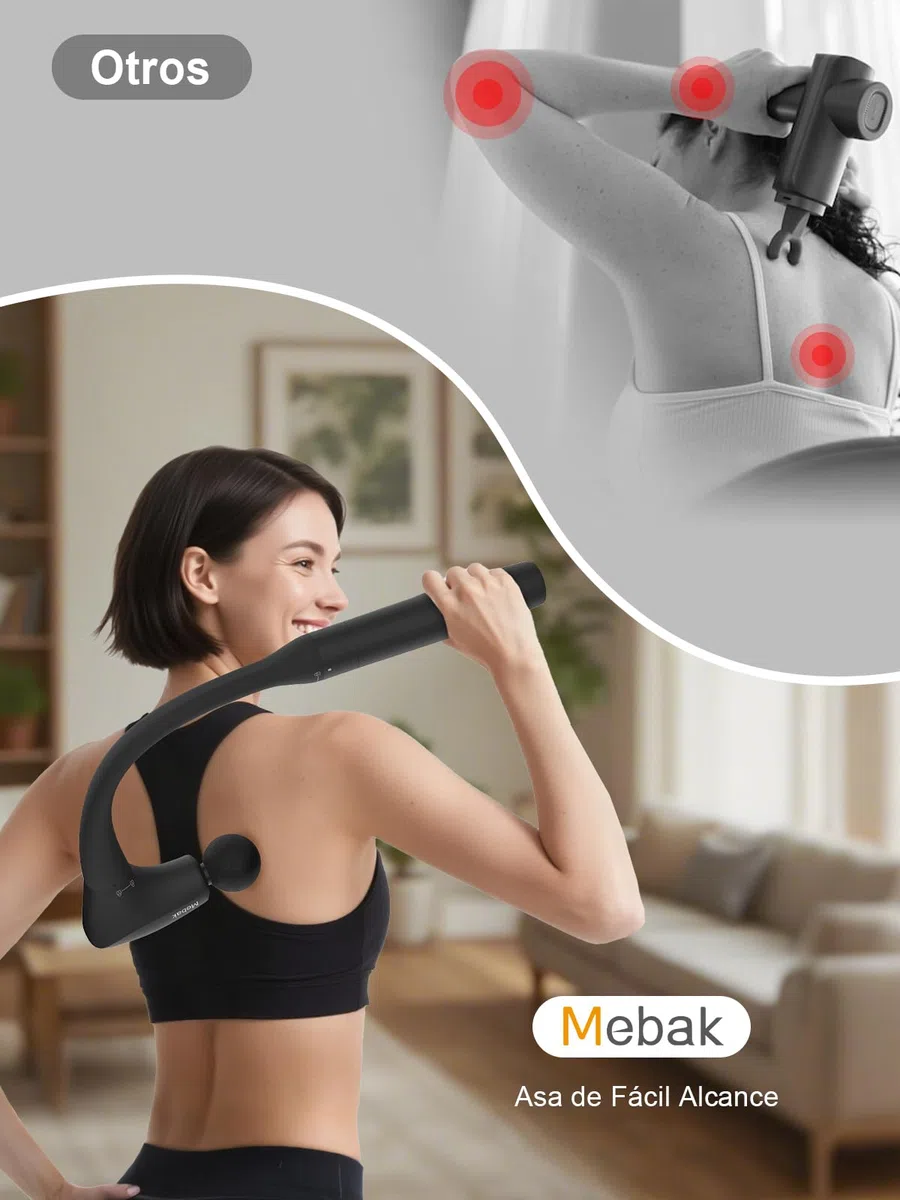 Mebak M3 Pistola de Masaje Muscular Masajeador Tejido Profundo, 2 en 1 Transformable Massage Gun 5 Velocidades Eléctrico de Mano Ultrasilencioso Pistola Masaje, para Espalda Hombro y Cuerpo Relax