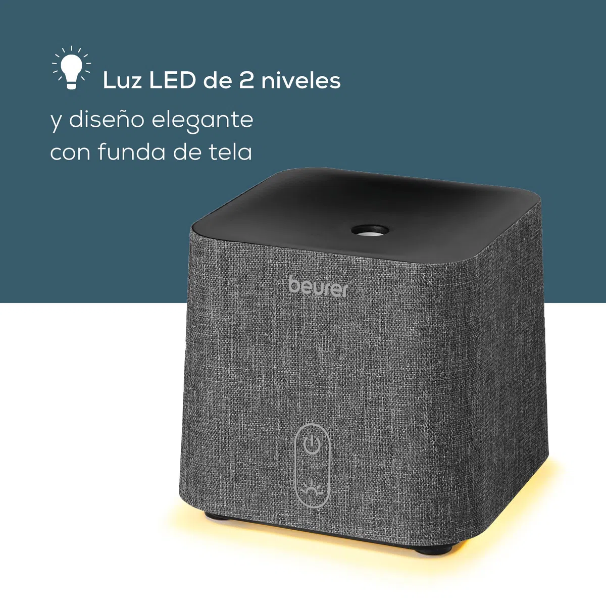 Beurer LA 35 Difusor de aromas, para aromatización de estancias de hasta 20 m², atomización microfina con ultrasonidos, con luz LED, silencioso y de bajo consumo, desconexión automática