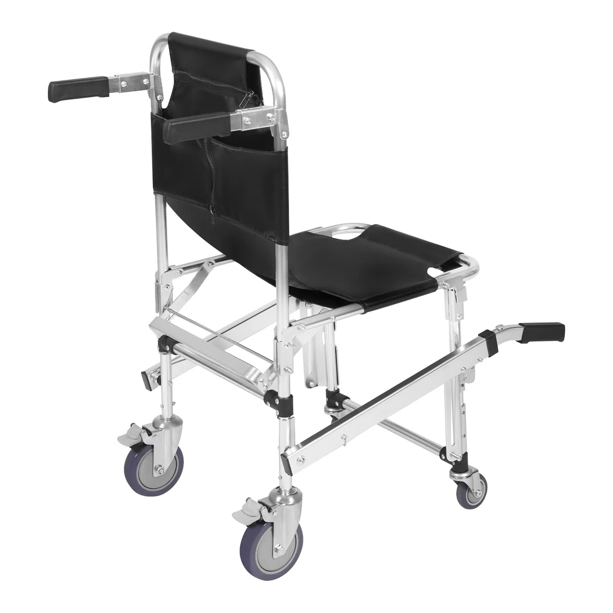 Silla de escalera plegable para personas mayores, soporta hasta 160 kg, silla de evacuación para escaleras con cinturones de seguridad, silla de ruedas de emergencia (negro)