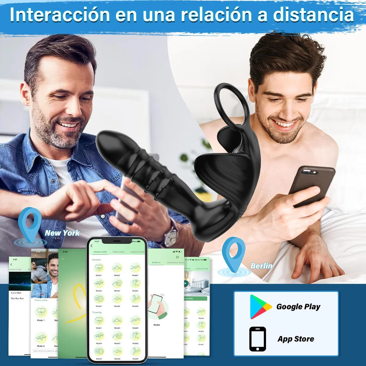 Vibradores Consolador Juguete Sexual para Hombres Gay Pareja Vibrador Estimulador de Próstata con 9 Modos Telescópicos 9 Modos de Vibración Plug con Función de Choque Anillo Estimulador Masajeador