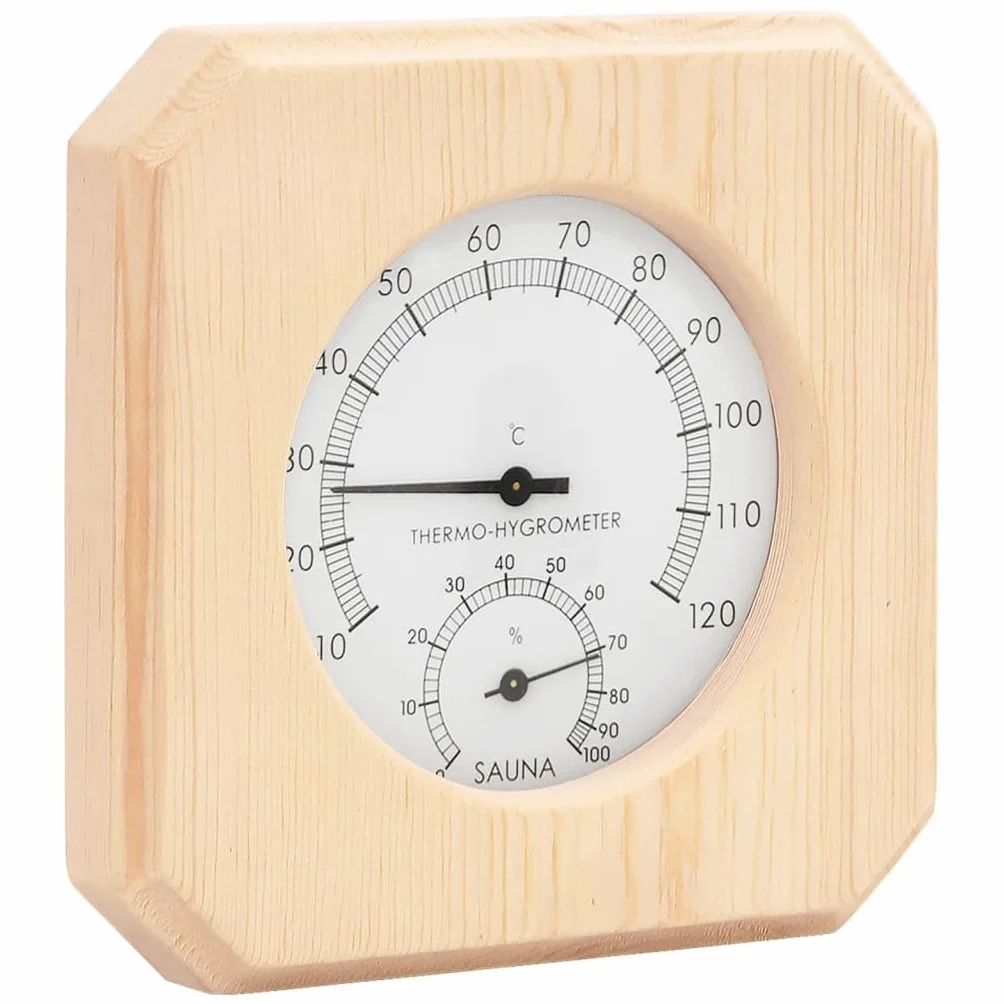 vidaXL Higrotermógrafo y Reloj de Arena para Sauna 2 en 1 SPA Baño Hogares Accesorio Temporizador Termómetro Sala de Vapor Madera Pino