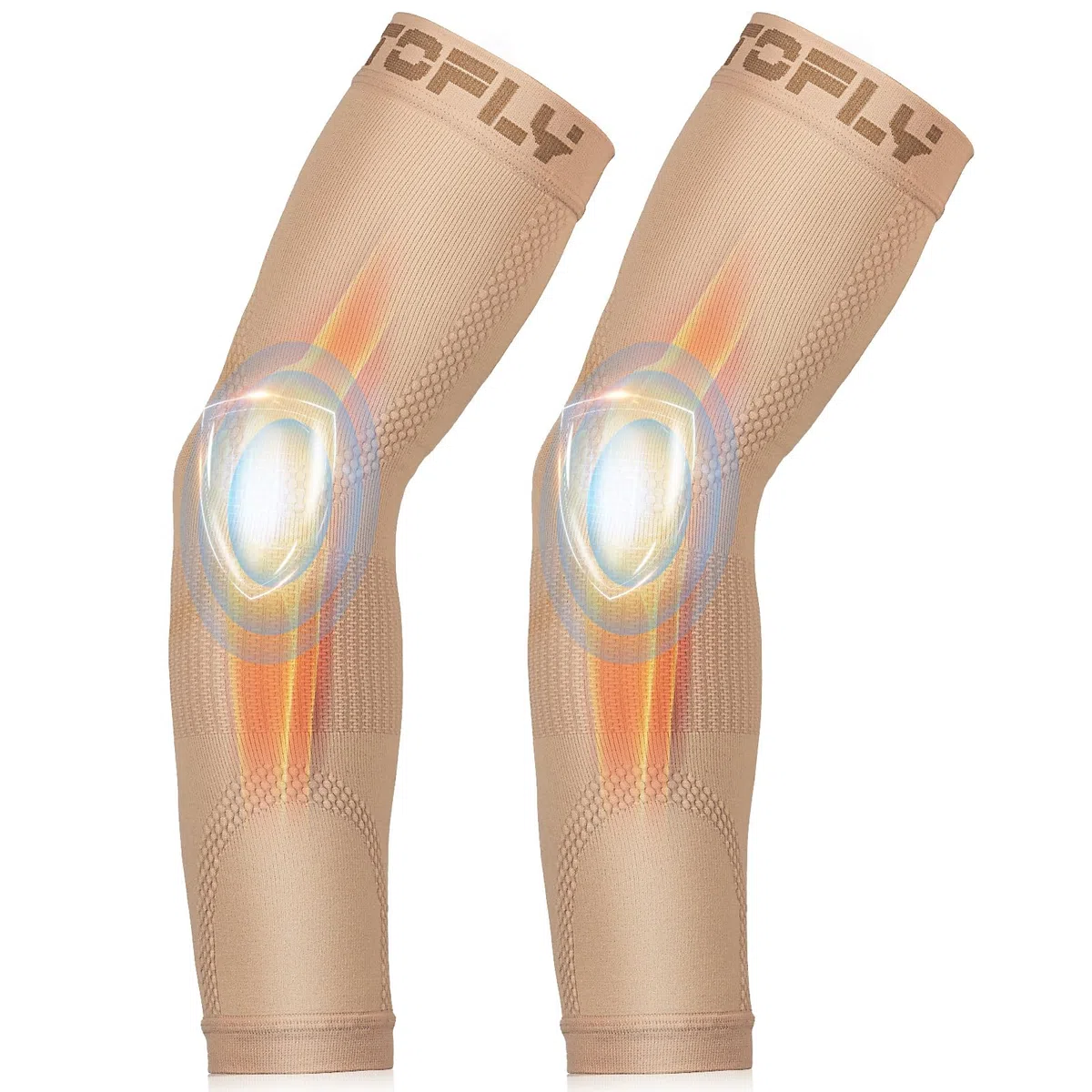Manguito de compresión para brazo de compresión, 1 par para unisex, 20-30 mmHg graduado de compresión para recuperación, alivia el dolor, soporta músculos y articulaciones, hinchazón, beige XXL