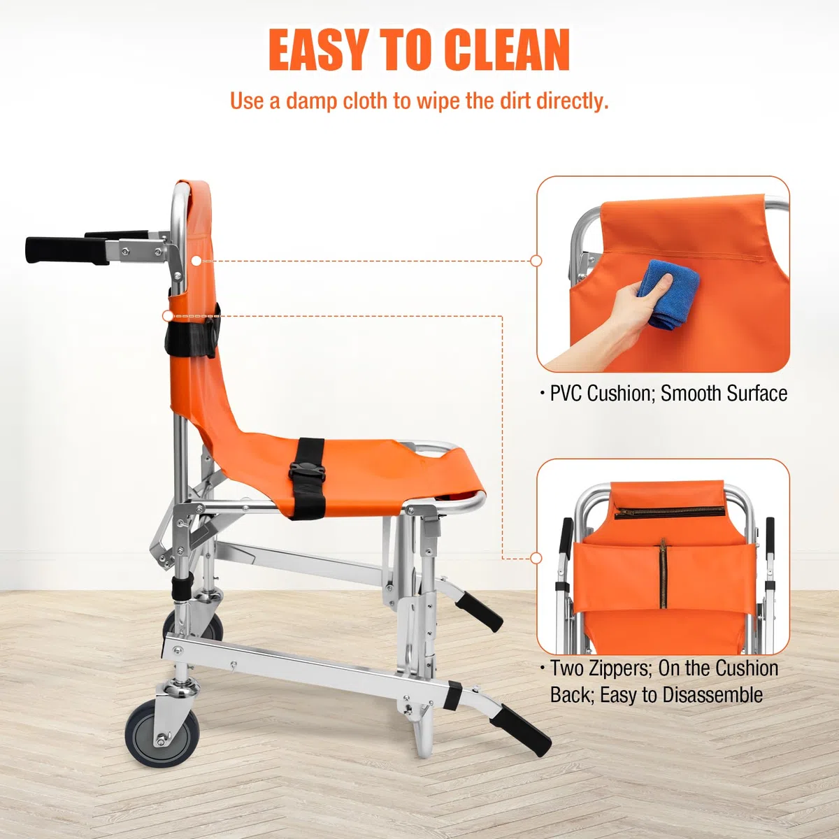 Silla de transporte de aleación de aluminio, arnés ajustable, asa telescópica, capacidad de carga de 159 kg, silla de evacuación