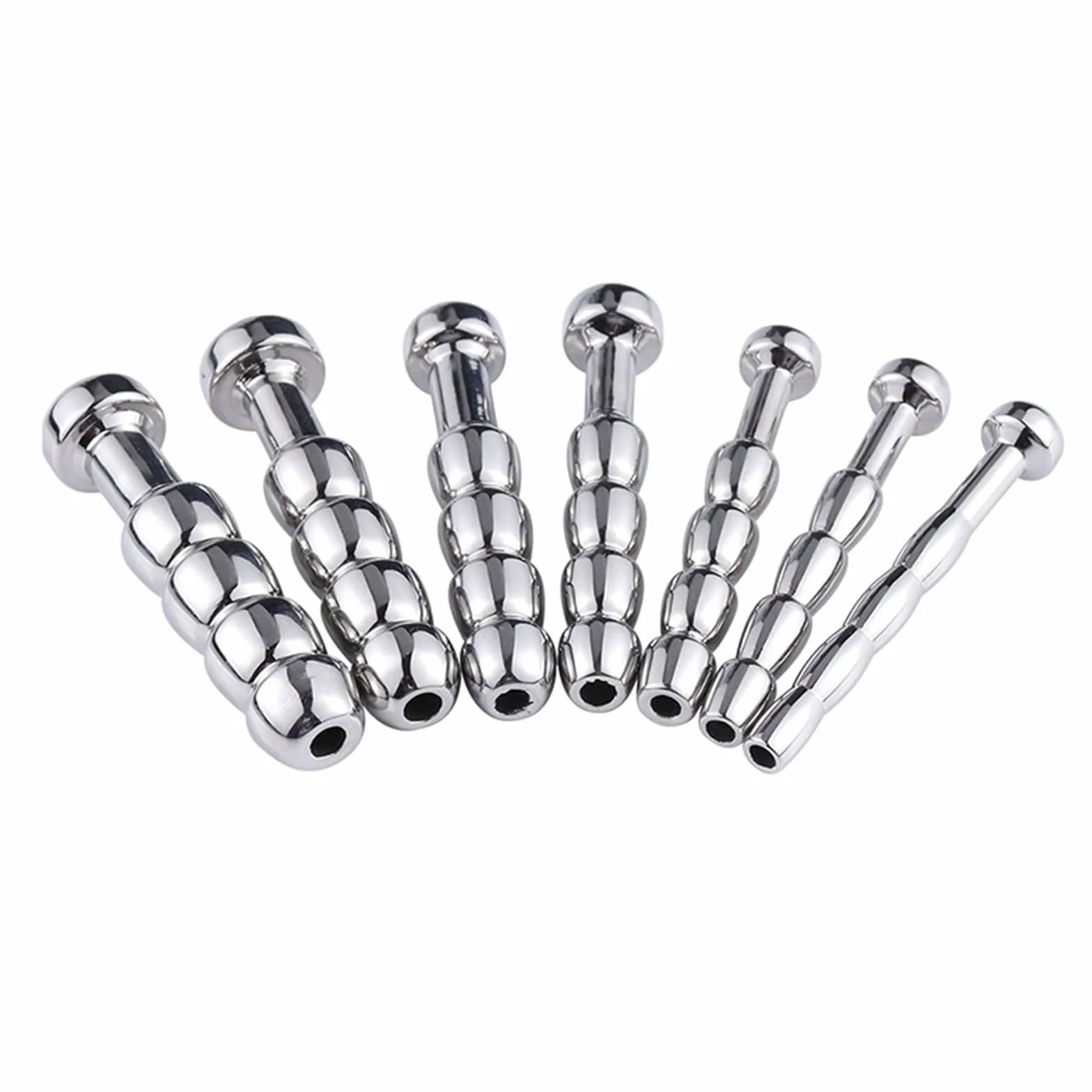 Barras de metal para hombre, diseño de esqueleto, juguetes de dilatación, tubos uretrales de acero inoxidable, varios tamaños F04 (juego de 7)
