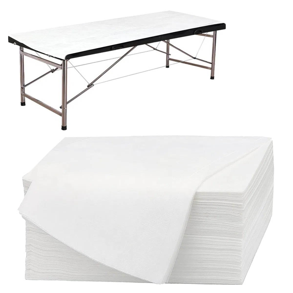 Sábanas Desechables, 100 Piezas 80 x 180cm Sábanas no Tejidas, Desechables Camilla Masaje, Para uso en Salones de Belleza, Residencias de Ancianos, Blanco
