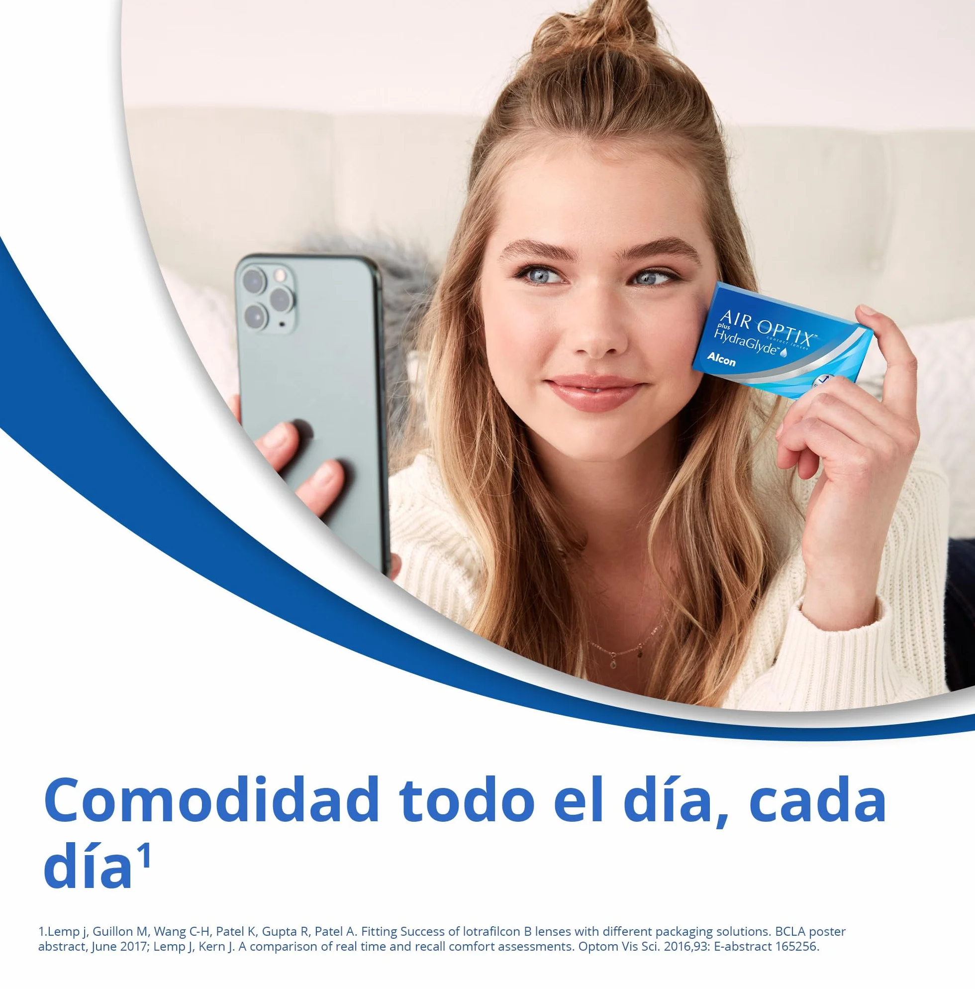 Air Optix plus HydraGlyde Lentes de contacto de reemplazo mensual, Pack de 6, R 8.6 mm, D 14.2 mm, +4.25 Diopt