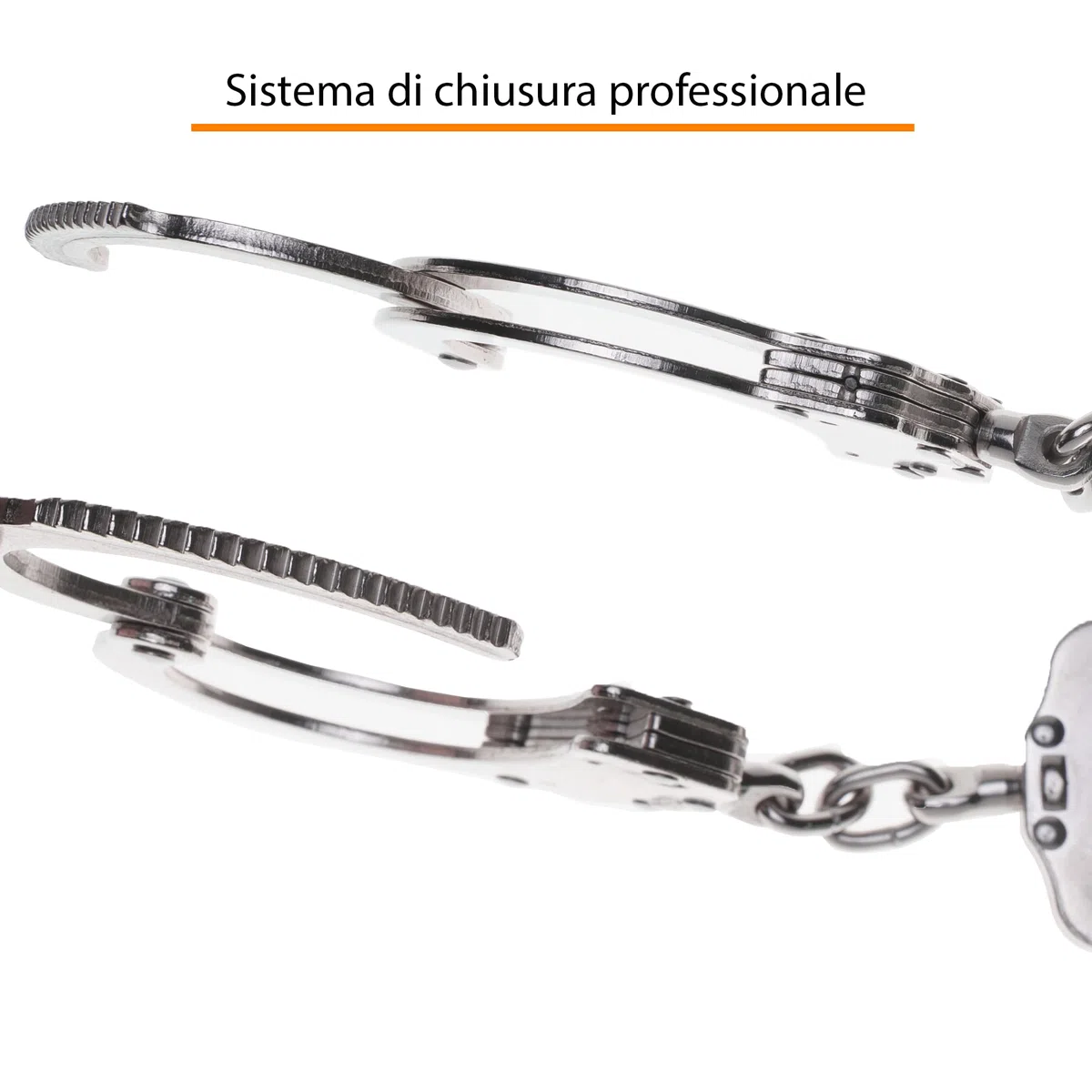 Armeria Lamanna Manette Polizia Vero, esposas profesionales de acero, doble cierre, incluye dos llaves, 20 posiciones, acero al carbono, medidas 23,5x9x1,5 CM