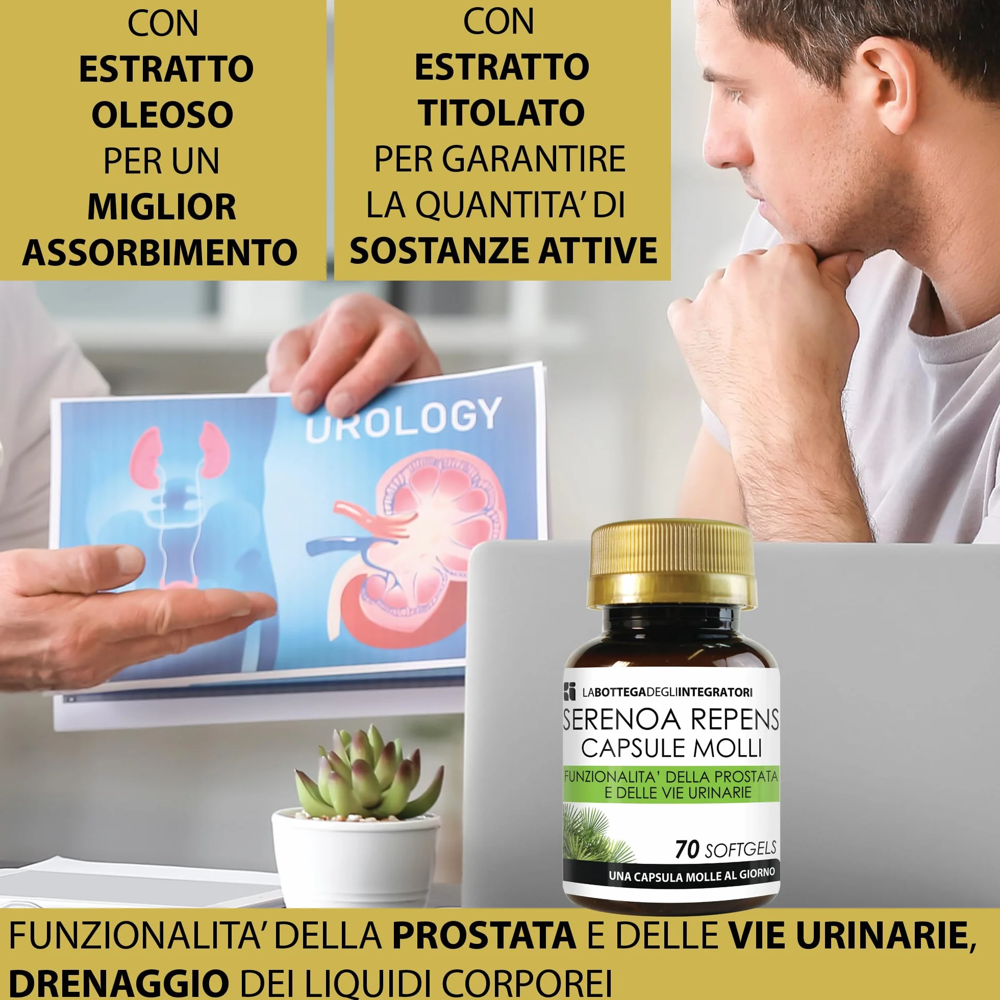 SERENOA REPENS 140 CÁPSULAS BLANDAS | CON 320 MG DE ACEITE ESTANDARIZADO AL 90% | CÁPSULAS BLANDAS PARA LA PRÓSTATA Y EL TRACTO URINARIO | 1 AL DÍA