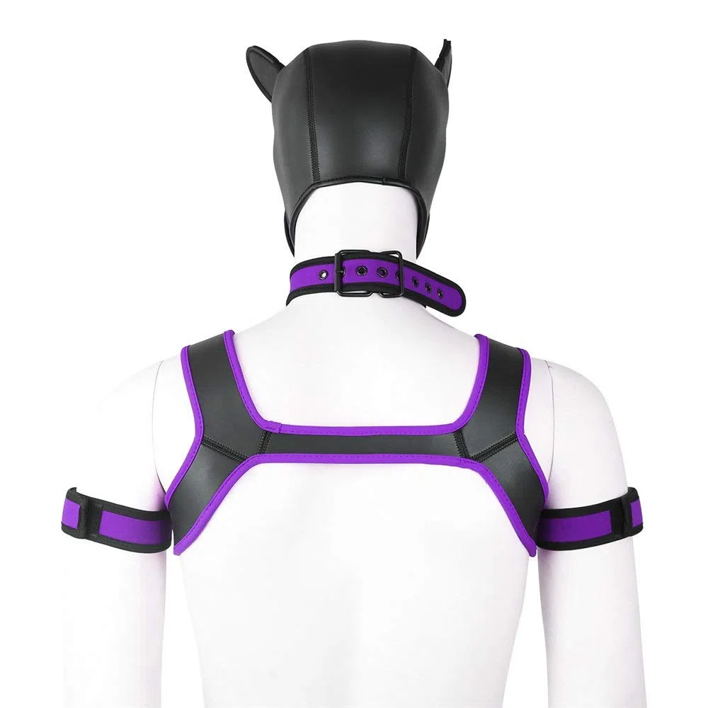 Cachorro Jugar Perro Bondage Capucha Máscara Cuello Brazalete Cosplay Fantasía Arnés Bondage Conjunto Sexy Juegos for Adultos Esclavo Cachorro Juego de Roles Parejas