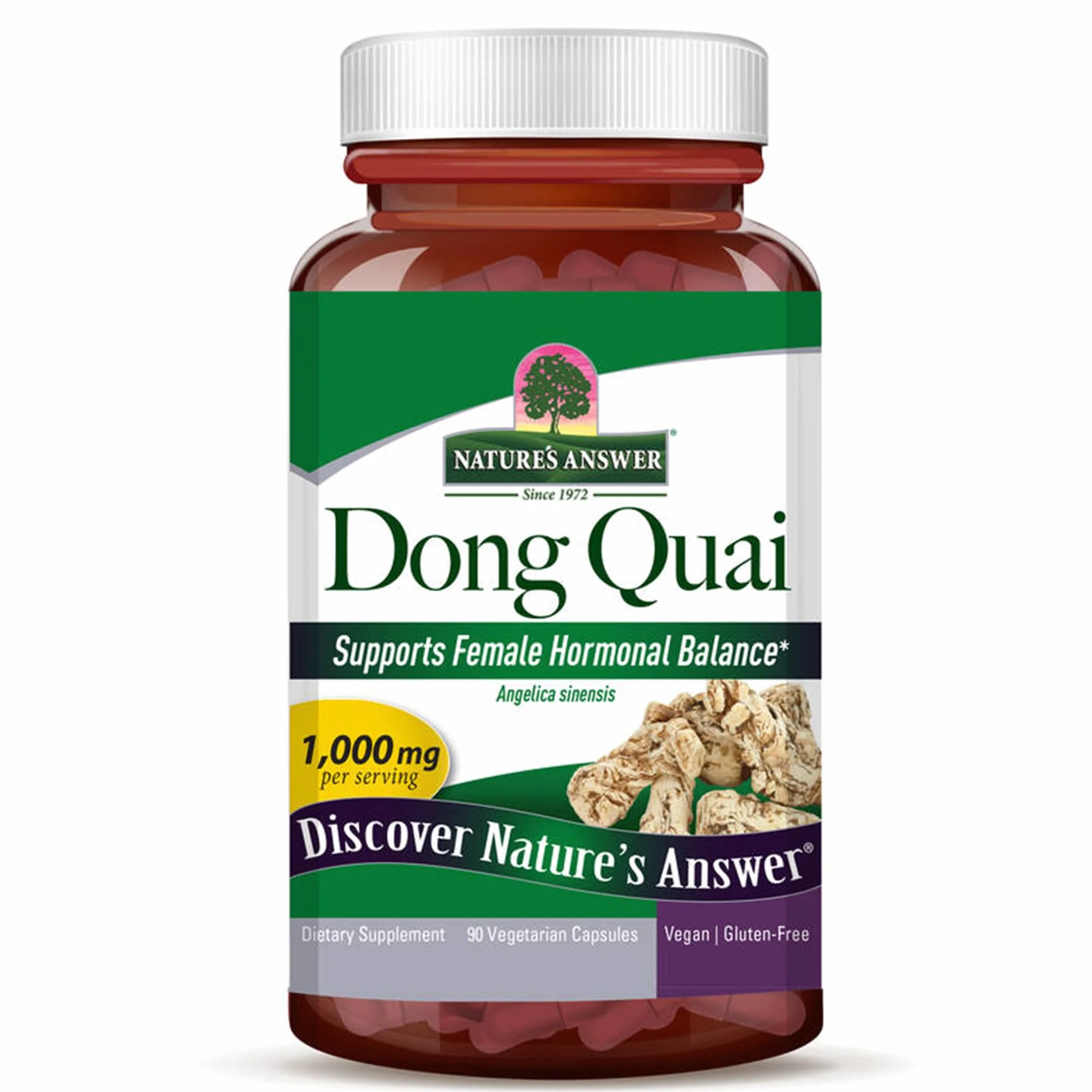 Nature's Answer, Dong Quai, 500mg, 90 Cápsulas veganas, Probado en Laboratorio, Sin Gluten, Sin Soja, Vegetariano, No GMO