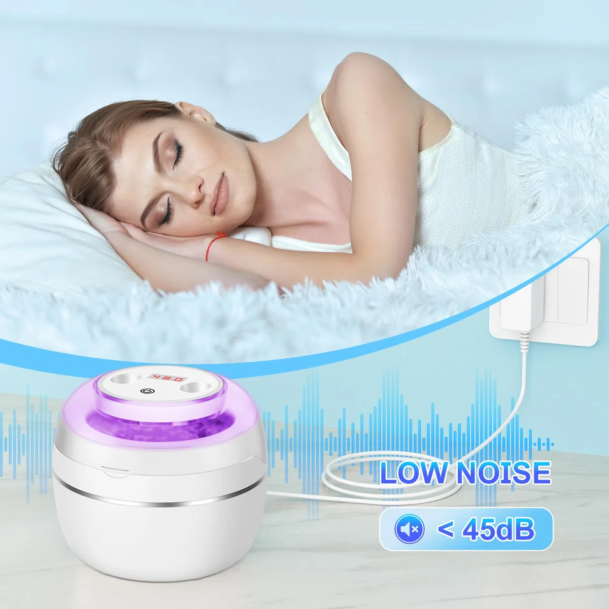 Limpiador Ultrasonidos Dental 50000Hz Ultrasonidos Limpieza con Lámpara UV y 4 Modos, 250ml Ultrasonic Retainer Cleaner Dental Pod para Dentaduras Postizas, Retenedores, Joyas, Blanco