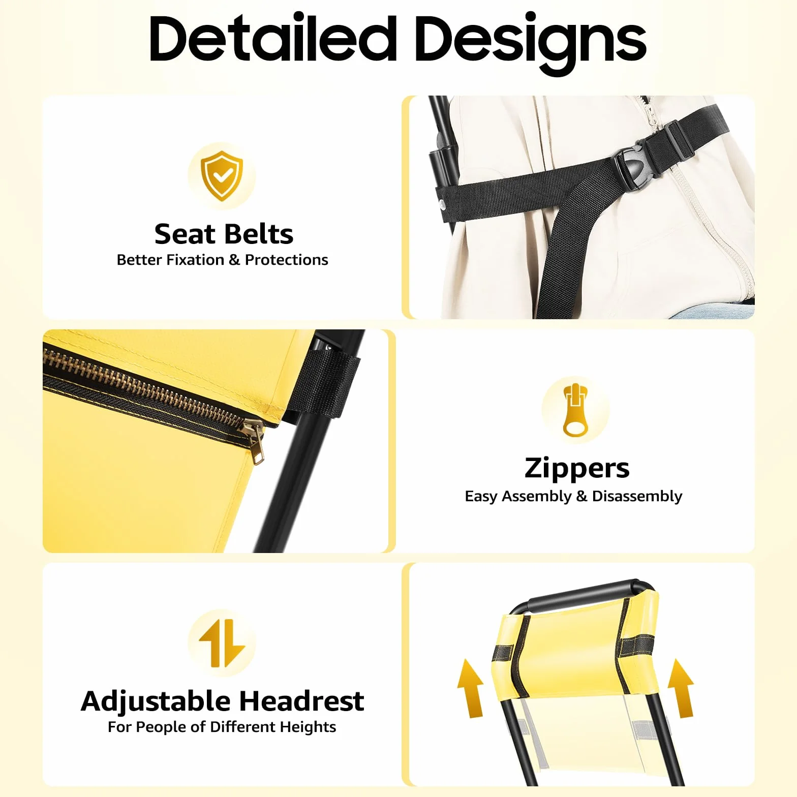Silla de ruedas para subir escaleras, aleación de aluminio, 4 ruedas, 159 kg de capacidad de carga, plegable, portátil, reposacabezas ajustable con cinturones de seguridad