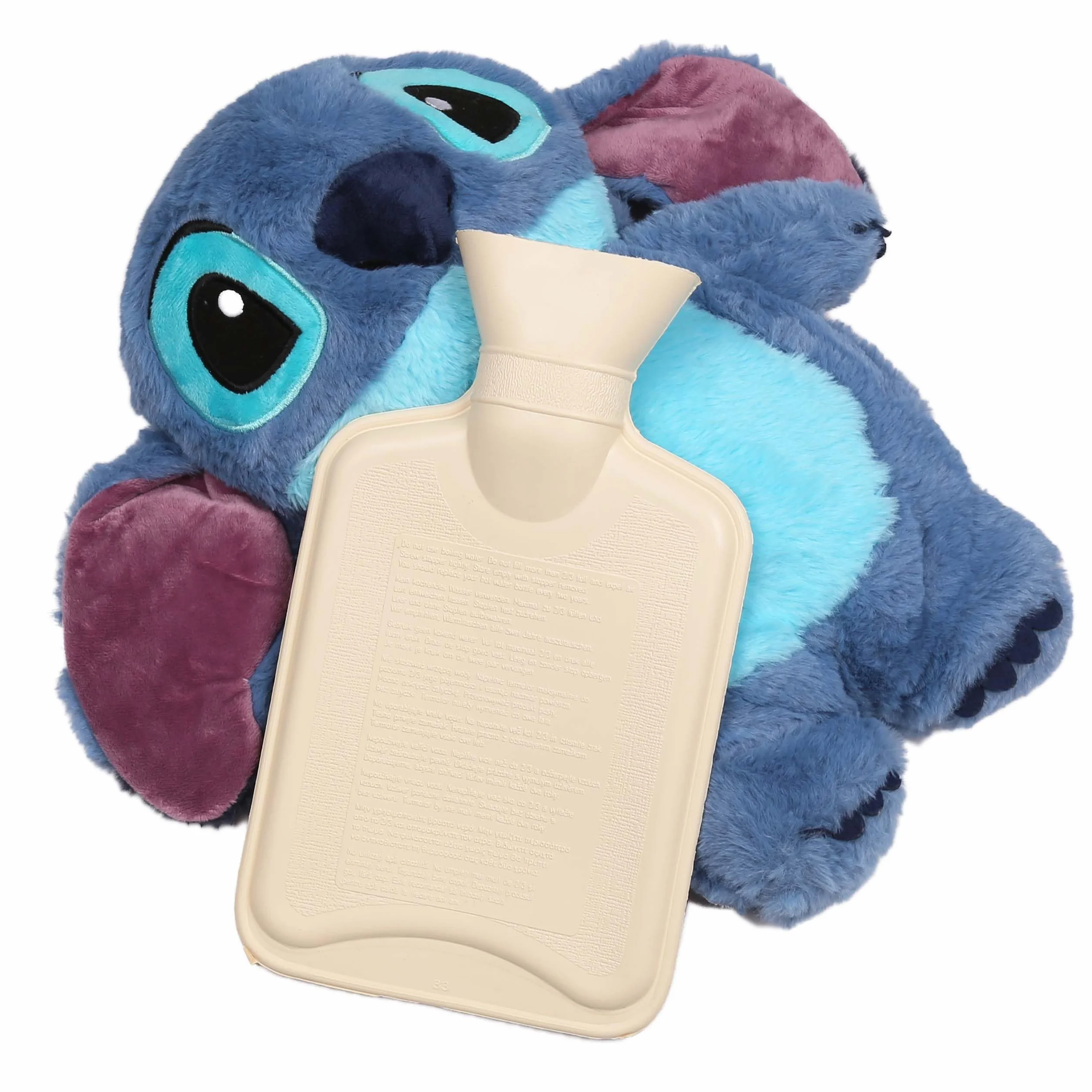 DISNEY Stitch Bolsa de agua caliente de goma con funda SUAVE, GRANDE Calentador con funda para agua, Mascota 750 ml (Stitch)
