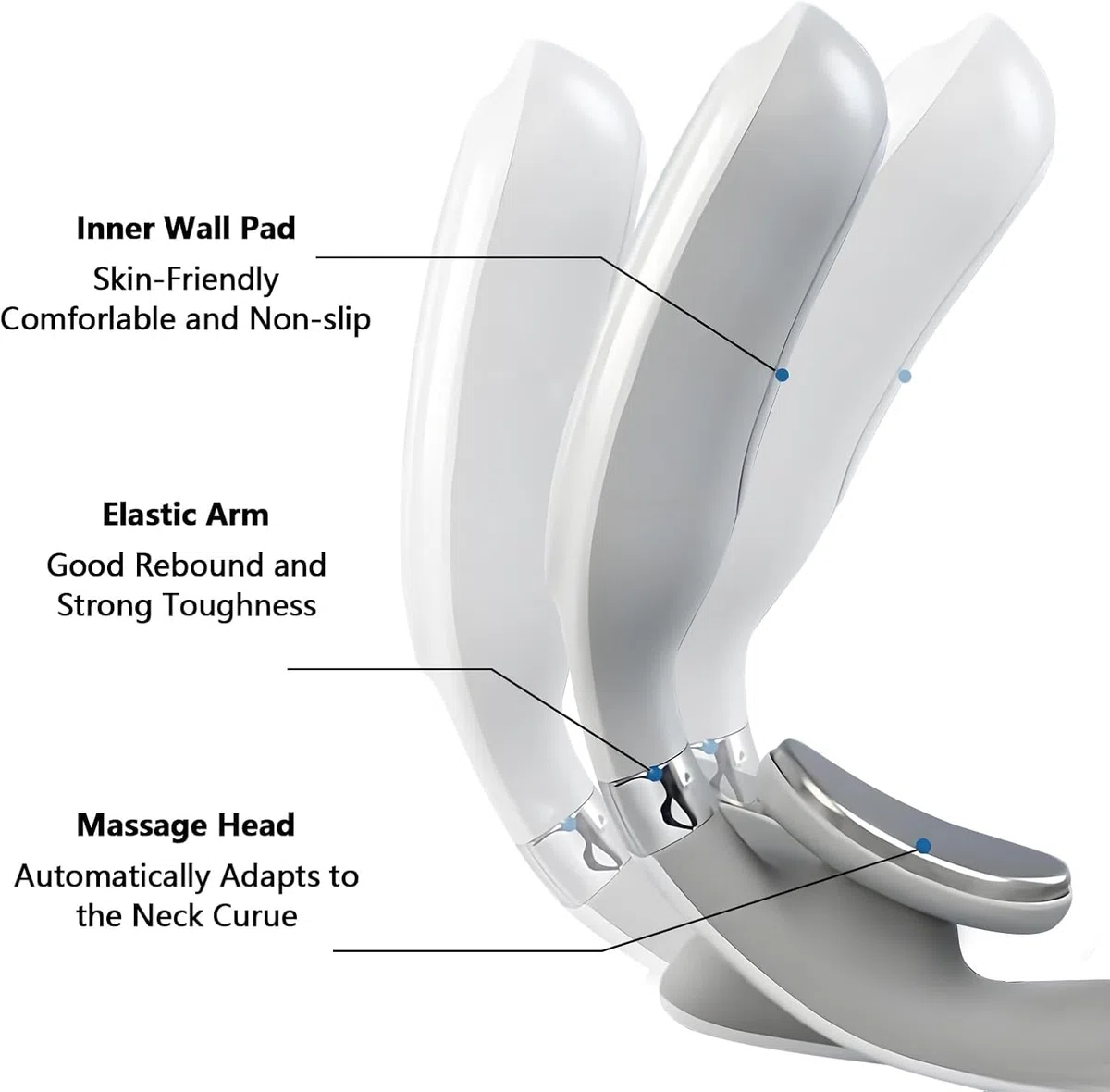 Vertaline Cervirest, 4-Head Neck Massager Design, Relieves Neck Pain, Smart and Portable (Blanco‌-1PCS)