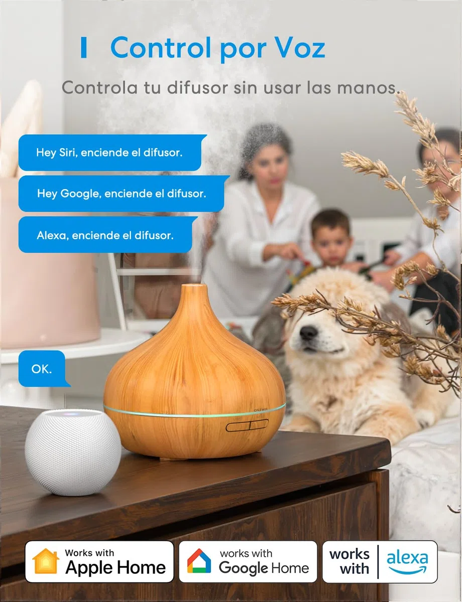 Meross Smart Humidificador Pequeño | 400ML & Sin BPA | Función de Temporización | Control por Voz y Control Remoto | Inteligente Difusor de Aromas | Compatible con Apple Home, Alexa y Google Home