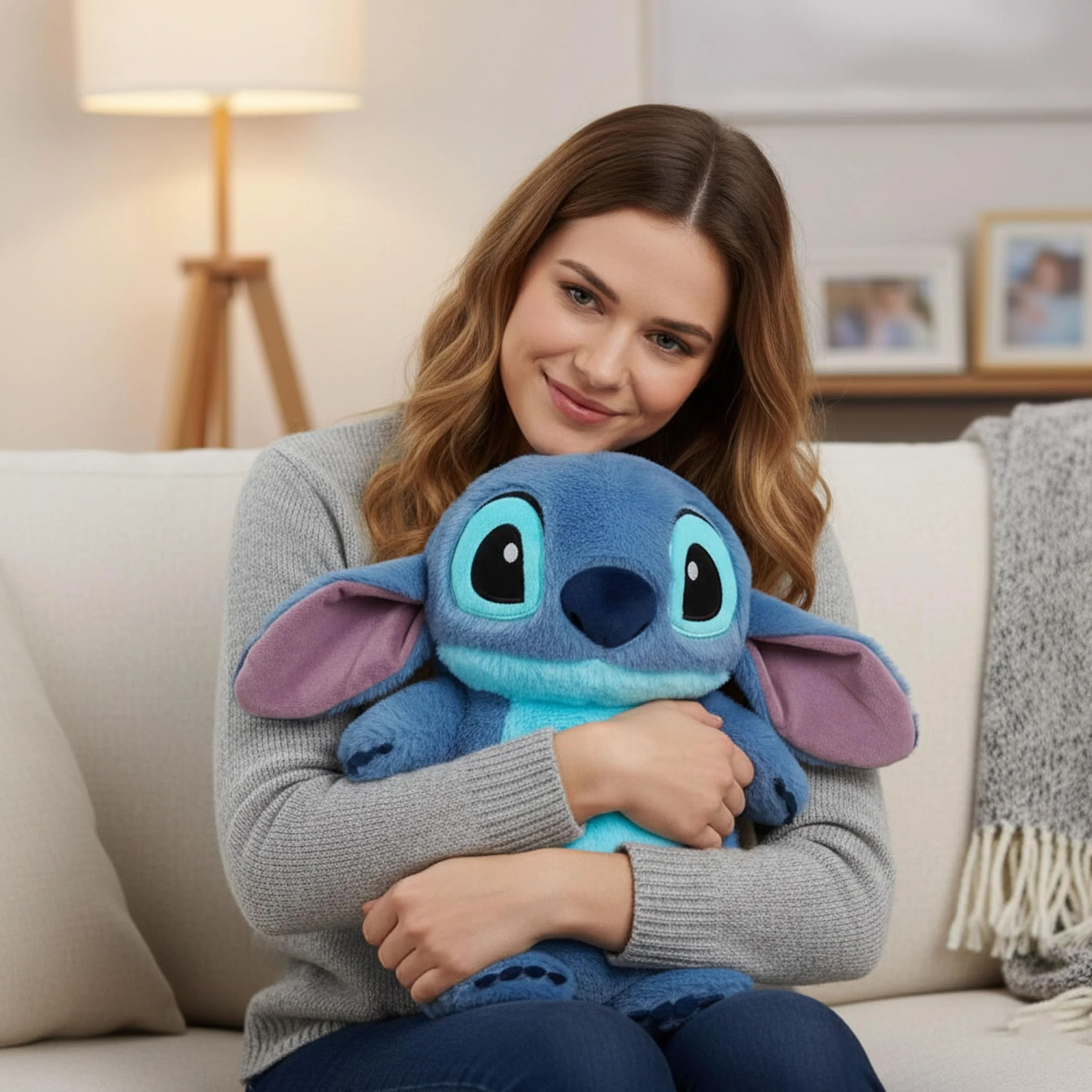 DISNEY Stitch Bolsa de agua caliente de goma con funda SUAVE, GRANDE Calentador con funda para agua, Mascota 750 ml (Stitch)