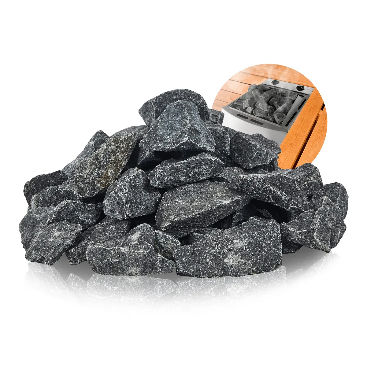 Original – Piedras para sauna finlandesa 20 kg olivindiabas humidificación piedras Vapor piedra para sauna Horno elektroofen Madera Horno