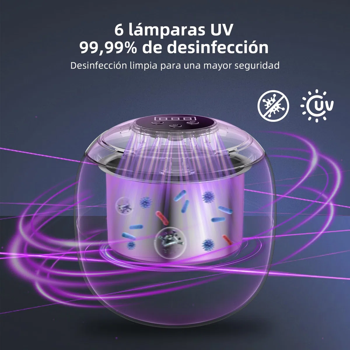 Limpiador Ultrasonidos Dental Inalámbrico 48000Hz, 210ml Portatil Ultrasonidos Limpieza Recargable con 6 lámparas UV y 4 modos para Dentaduras Postizas, Alineadores, Retenedores y Joyas