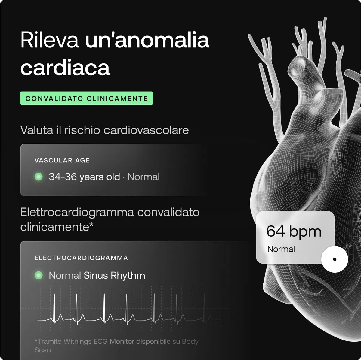 WITHINGS Body Scan - Báscula wi-fi conectada para mejorar su salud, báscula de medidor de impedancia, análisis de composición corporal, grasa corporal, masa muscular, masa de agua, electrocardiograma.