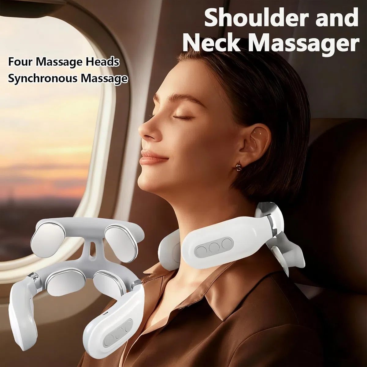 Vertaline Cervirest, 4-Head Neck Massager Design, Relieves Neck Pain, Smart and Portable (Blanco‌-1PCS)