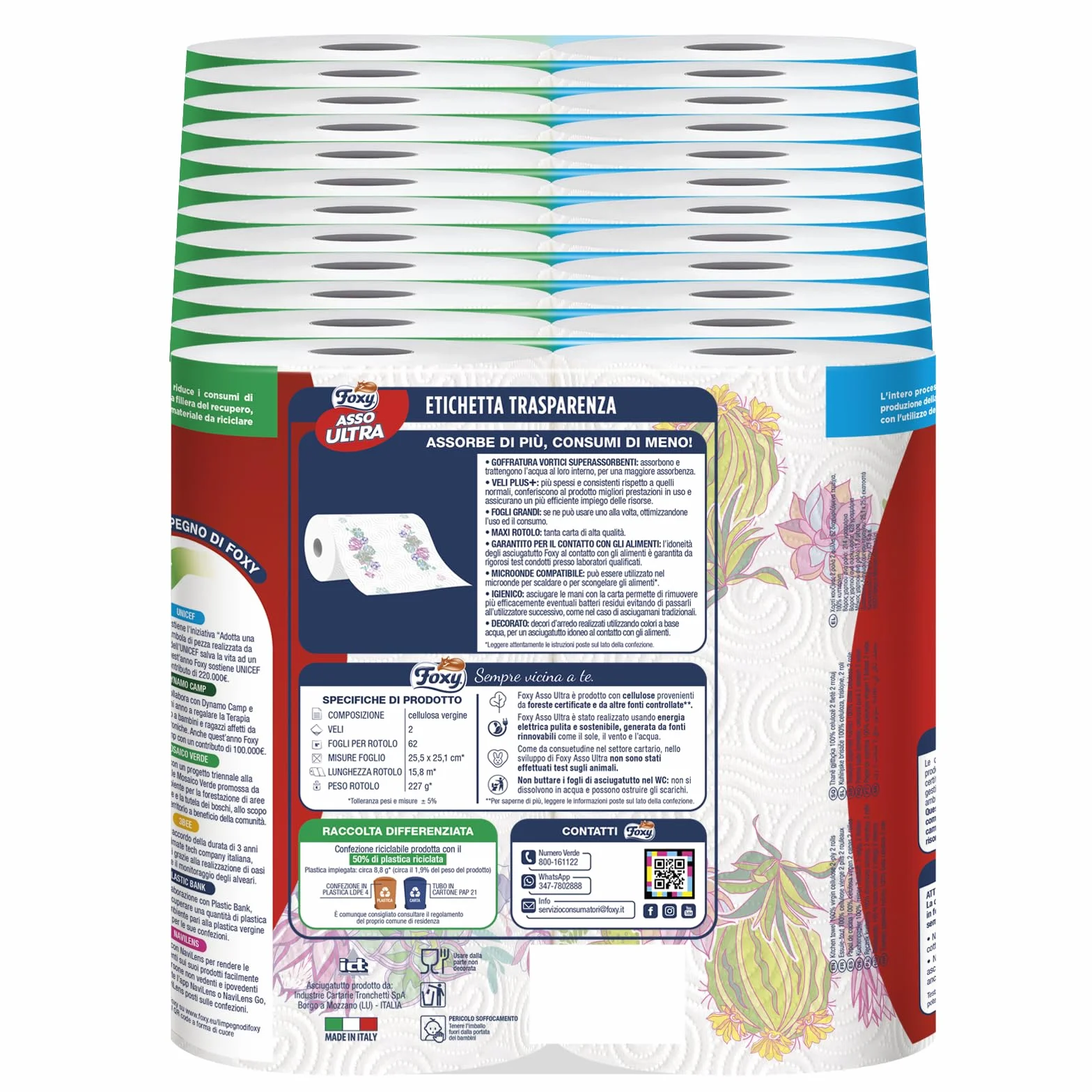 Foxy As Ultra | Secador de 24 rollos | Velos Plus+ Absorbentes y Resistentes | Decorado|100% Energía Eléctrica Renovable | Embalaje reciclable fabricado con plástico reciclado