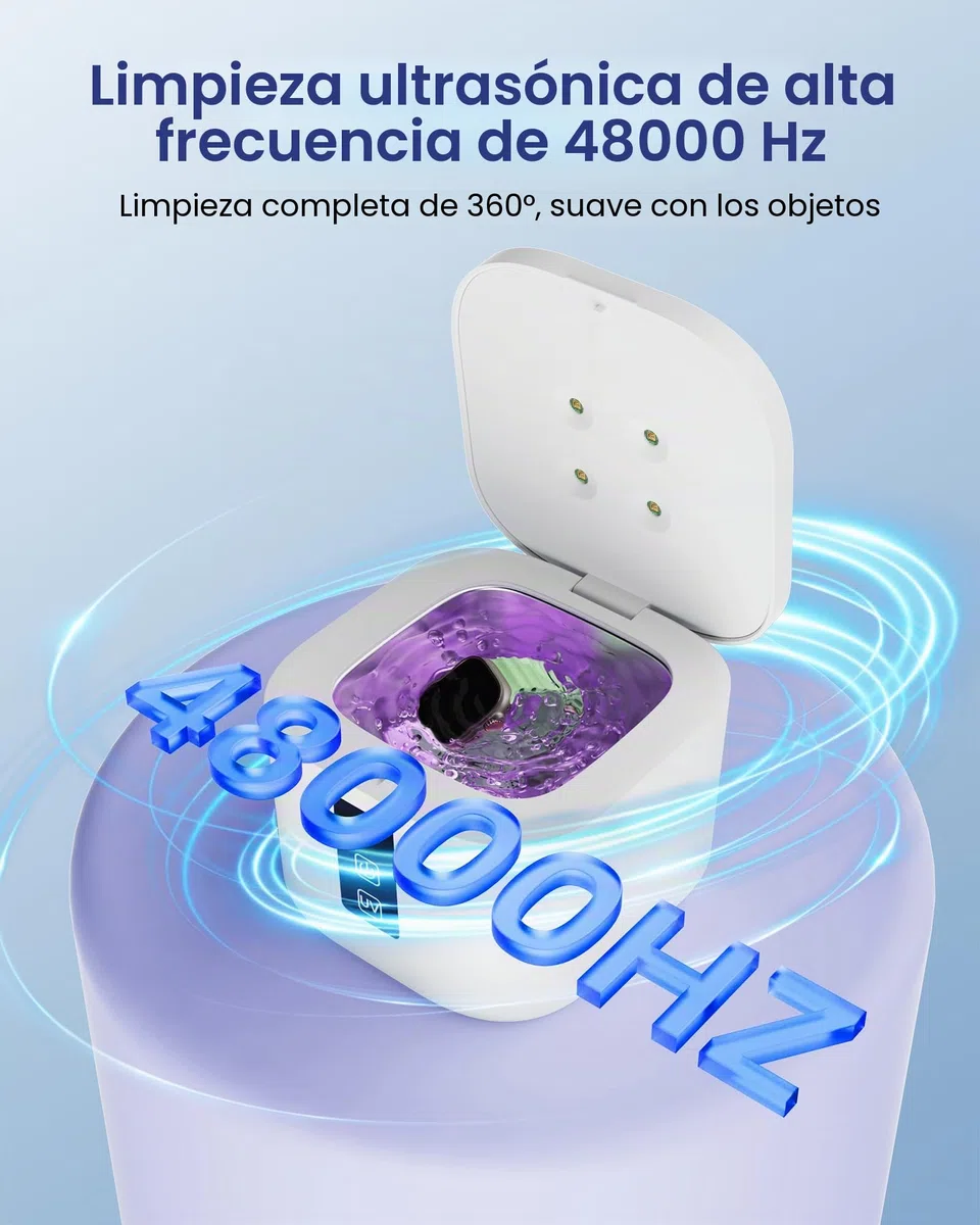 Limpiador Ultrasónico, 48000Hz Limpieza Dental Ultrasonidos, 375ML con 4 Lámparas UV Automáticas, para Ultrasonidos Limpieza Dental de Dentaduras, Retenedores, Alineadores y Joyas