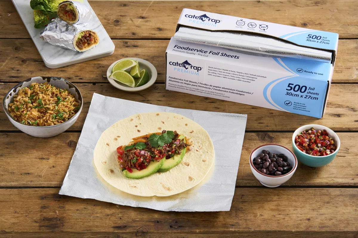 Caterwrap - Hojas de aluminio para catering, hojas de papel de aluminio fáciles de envolver, 500 hojas