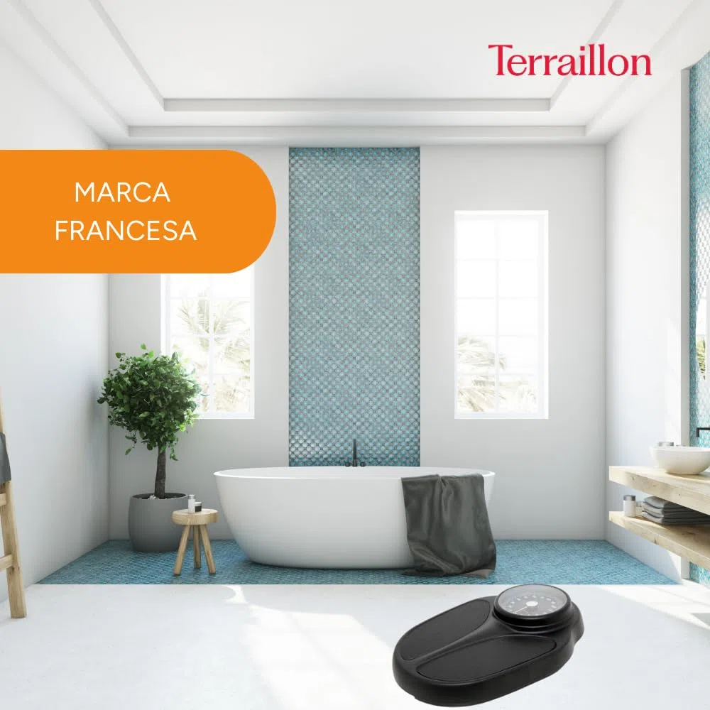 TERRAILLON - Balanza Pesa Personas Mecánica - Semiprofesional, Revestimiento Antideslizante, Gran Dial, 160kg máximo - Modelo 'TPRO Plus' Negro