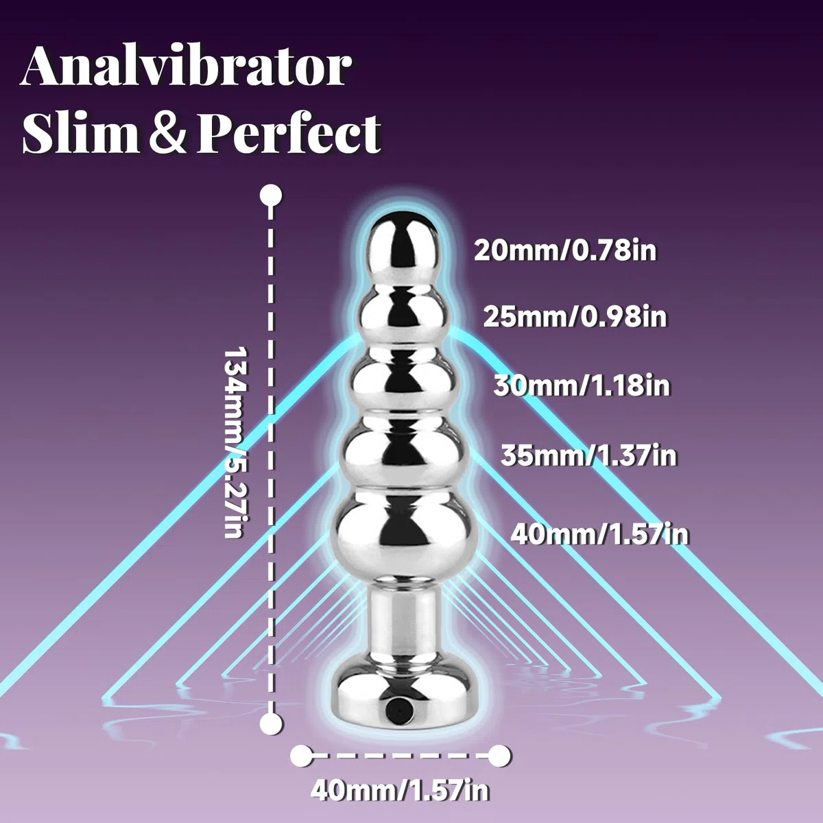 AMAZBEE Plugs Anales Vibradores Para Hombres 10 Modos de Vibración Juguetes Sexuales para Mujeres Masajeador de Próstata Vibrador metal Cadena Anal Consolador (5 Beads)