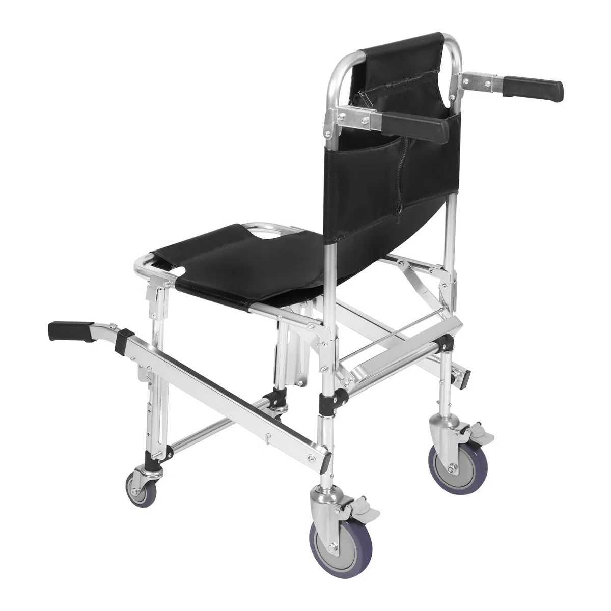 Silla de escalera plegable para personas mayores, soporta hasta 160 kg, silla de evacuación para escaleras con cinturones de seguridad, silla de ruedas de emergencia (negro)