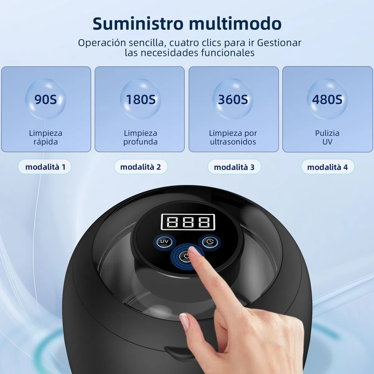 Limpiador Ultrasonidos Dental Inalámbrico 48000Hz, 210ml Portatil Ultrasonidos Limpieza Recargable con 6 lámparas UV y 4 modos para Dentaduras Postizas, Alineadores, Retenedores y Joyas
